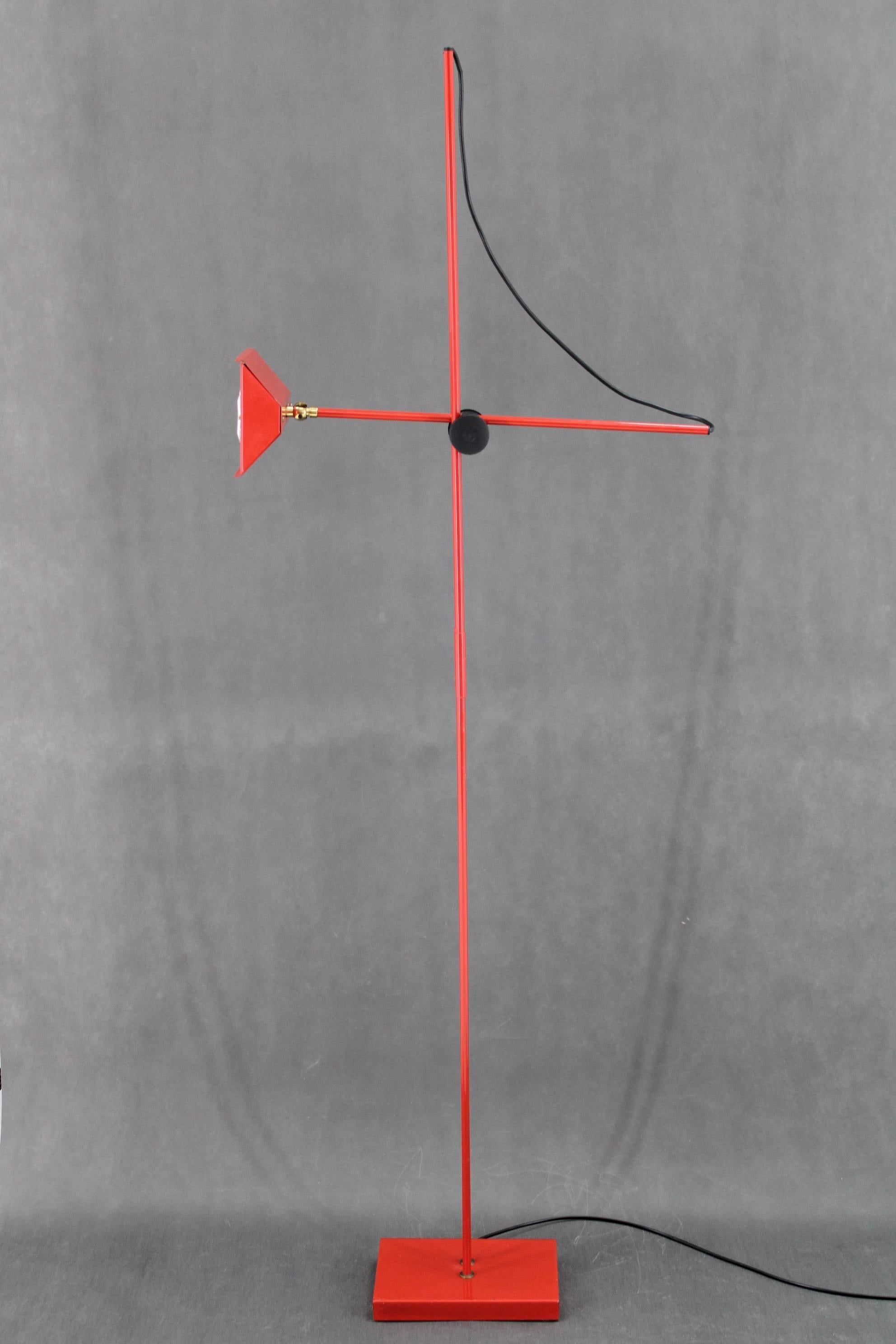 Mid-Century Modern 1980s Halogen Red Floor Lamp, Italy For Sale