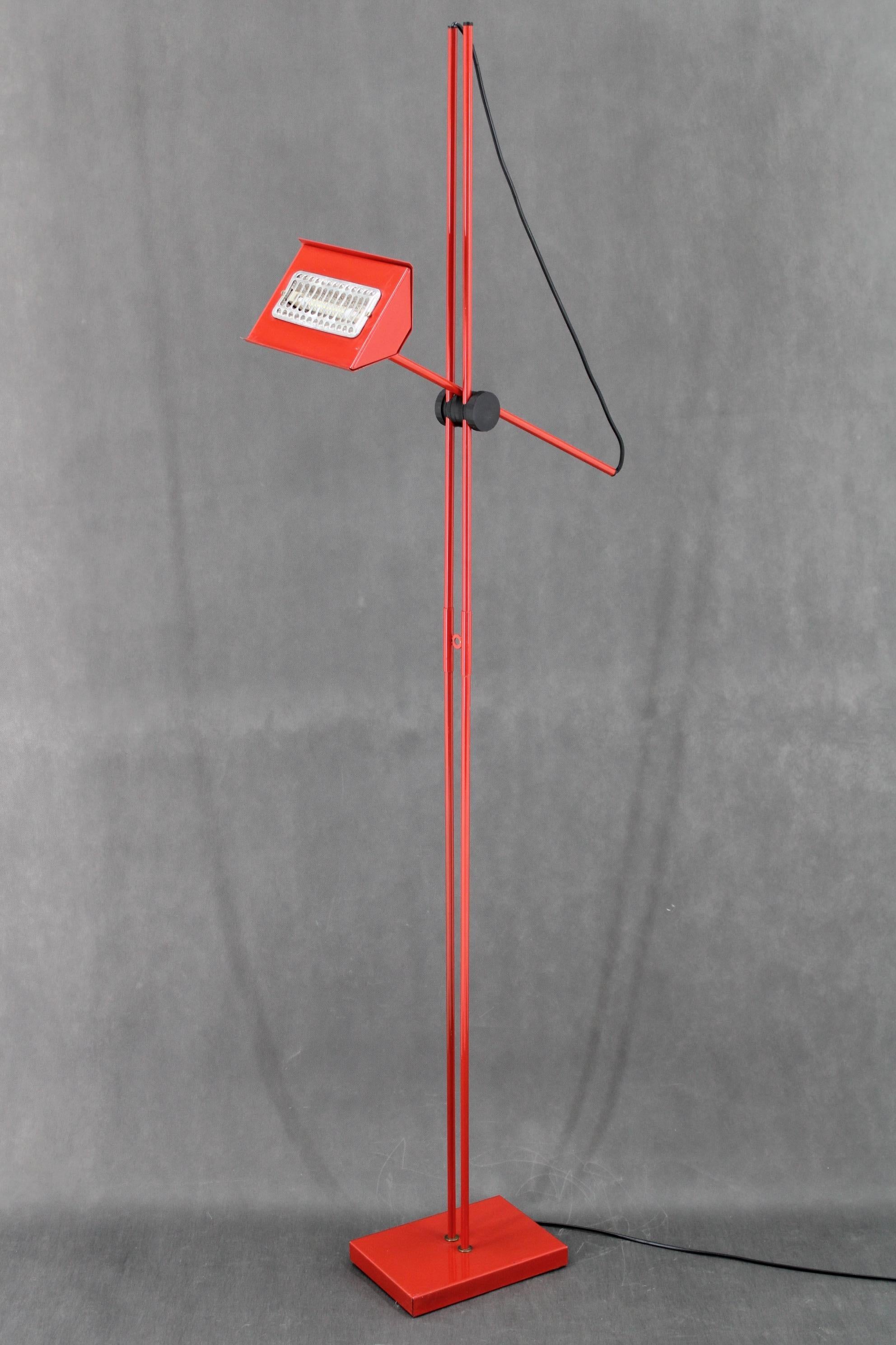 Italian 1980s Halogen Red Floor Lamp, Italy For Sale