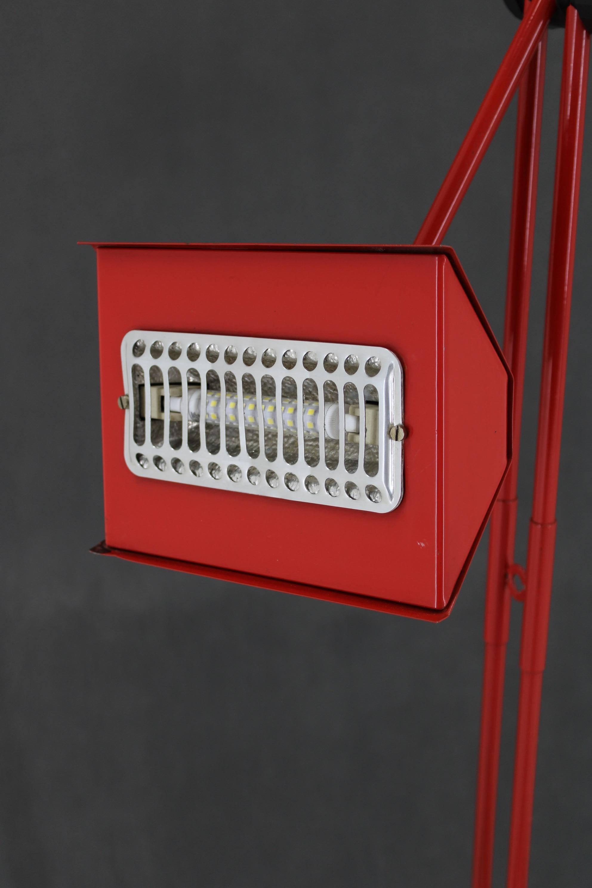 Late 20th Century 1980s Halogen Red Floor Lamp, Italy For Sale