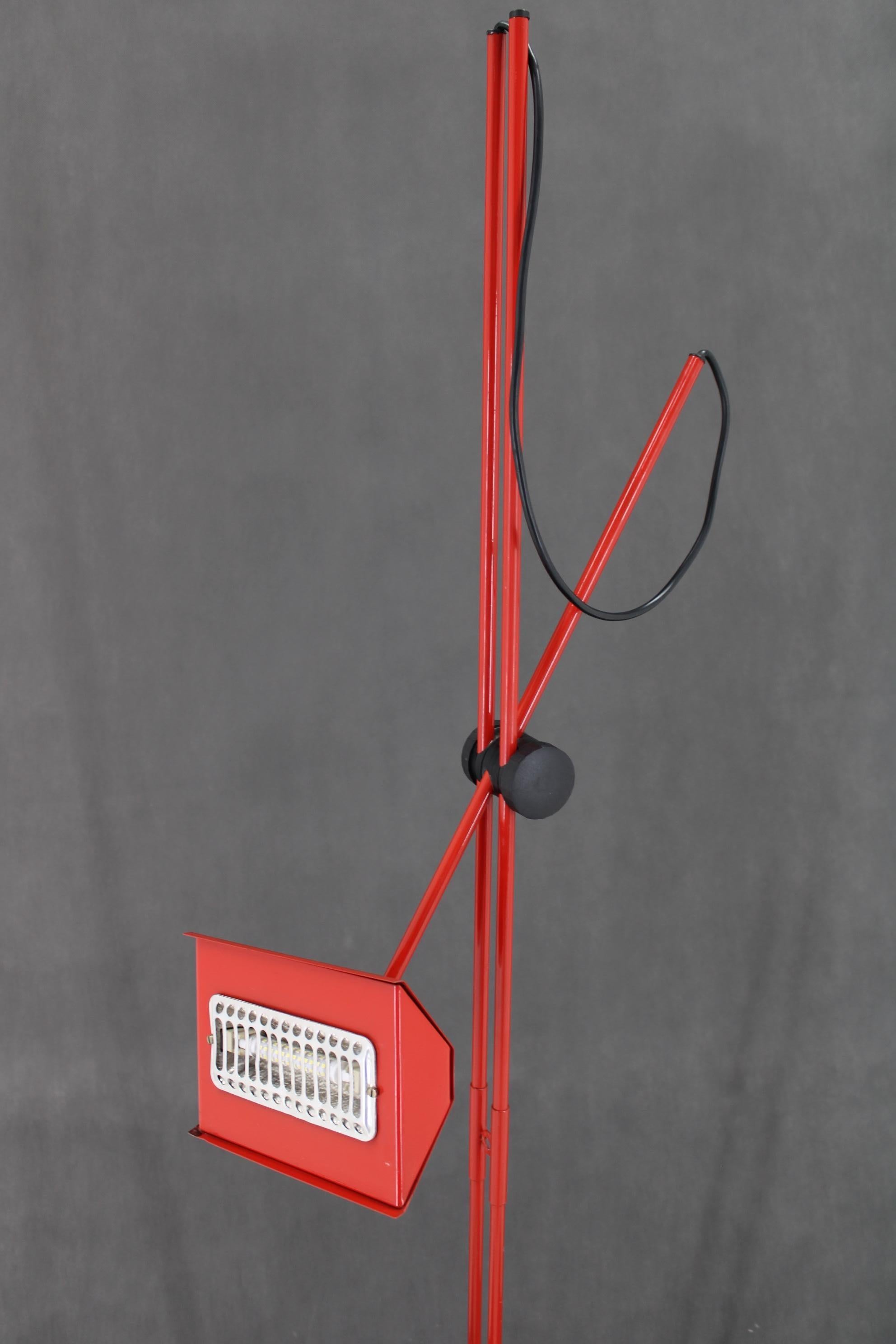 Metal 1980s Halogen Red Floor Lamp, Italy For Sale