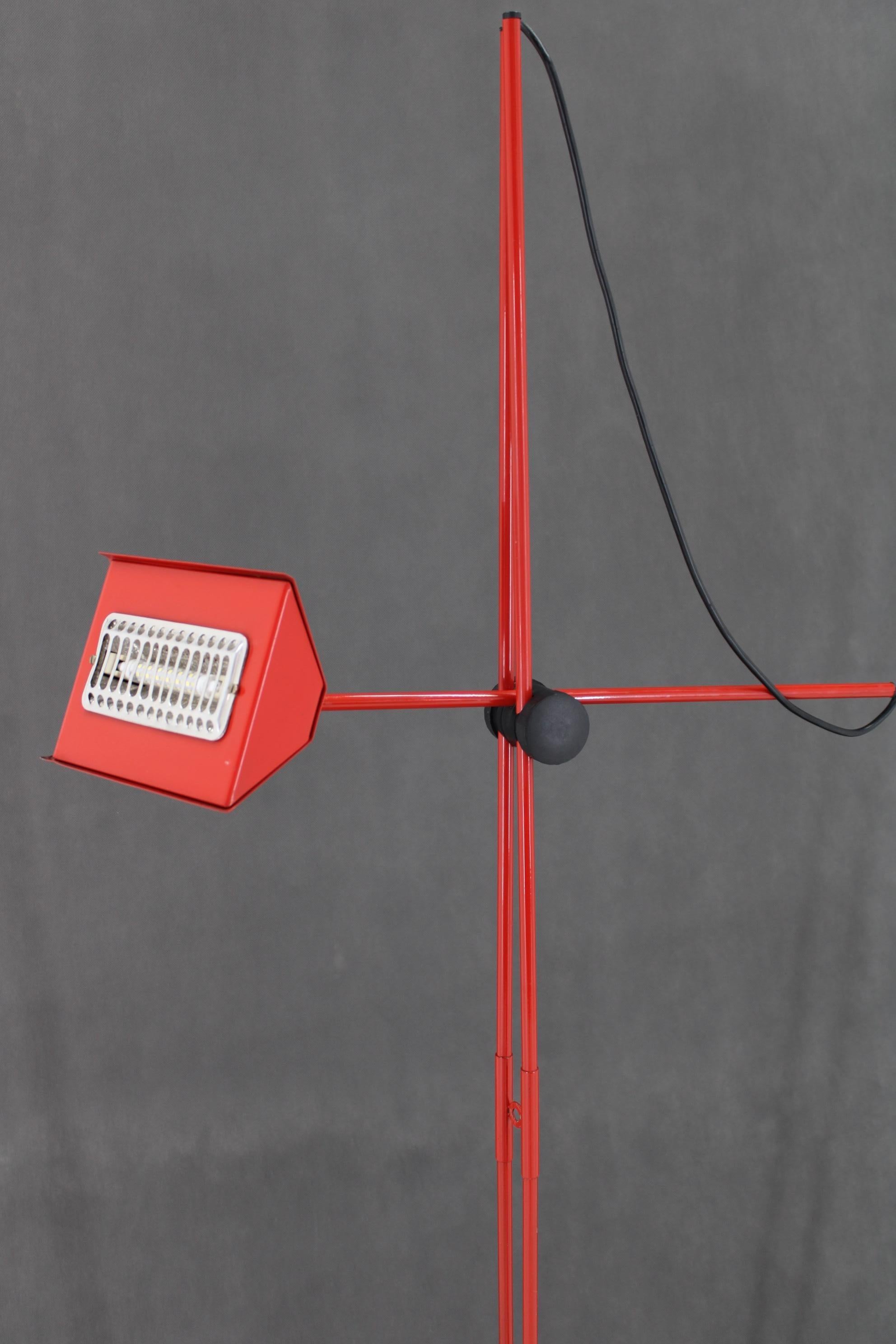 1980s Halogen Red Floor Lamp, Italy For Sale 1