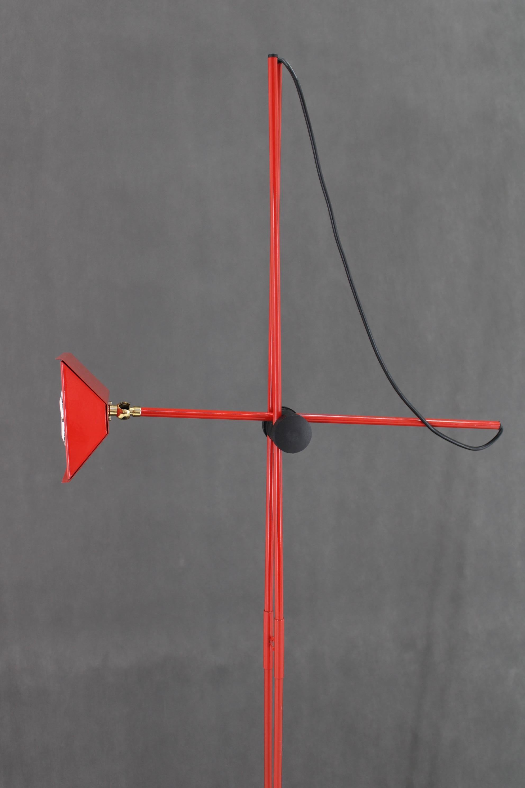 1980s Halogen Red Floor Lamp, Italy For Sale 2