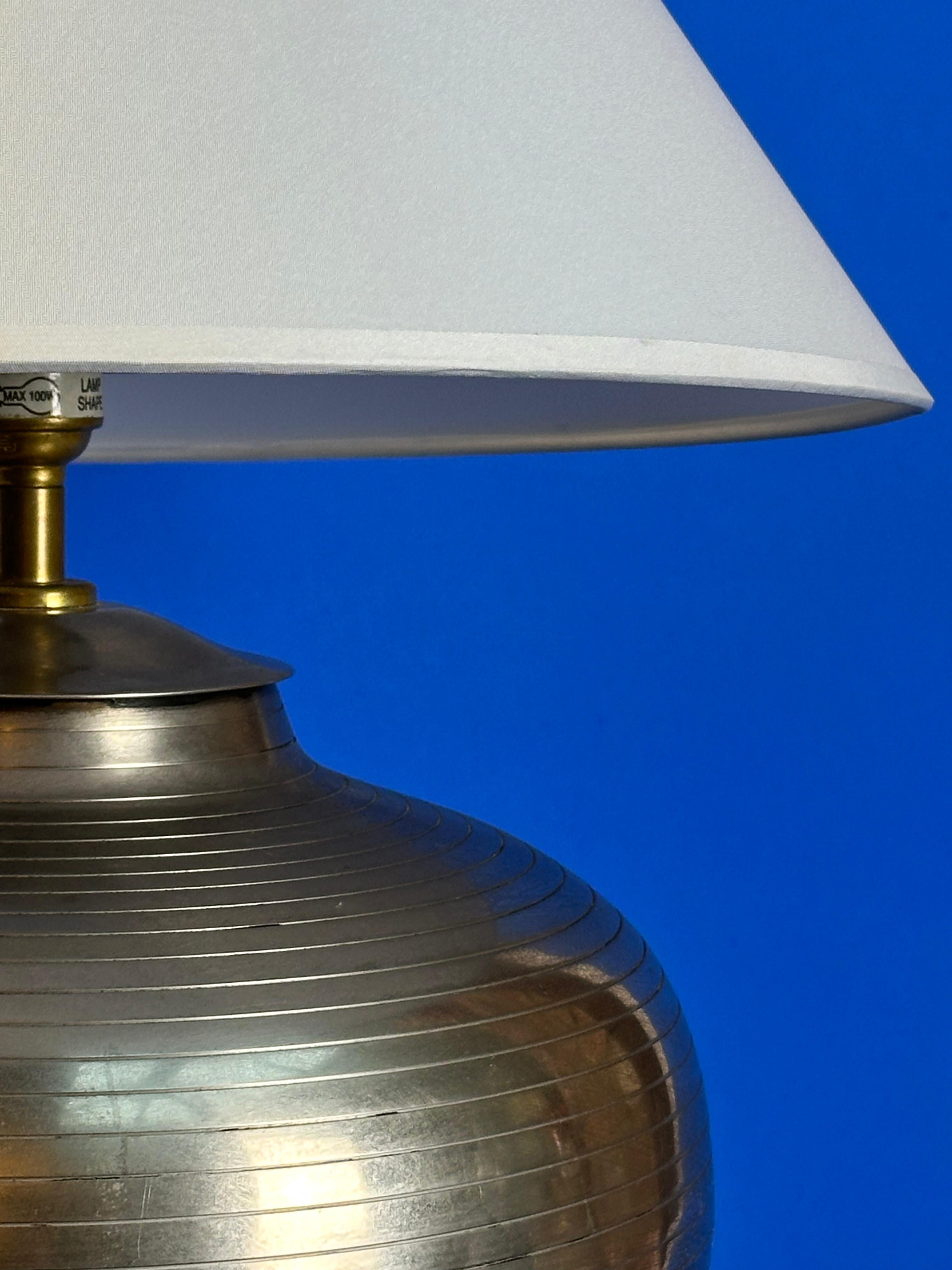 British Vintage Hammered Metal Table Lamp, Bulbous Base - Sylvia Stave Style