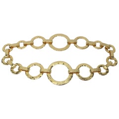1980's Hammered Gold Ring Hip Hugger Chain Belt