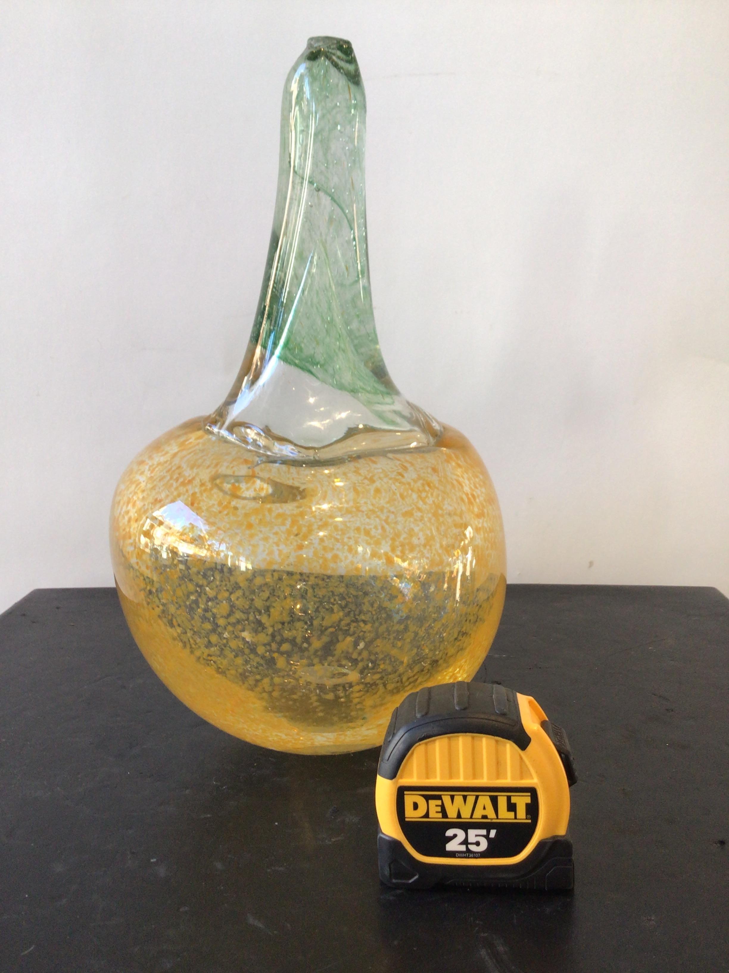 1980s Hand blown glass pumpkin by Stuart Braunstein.