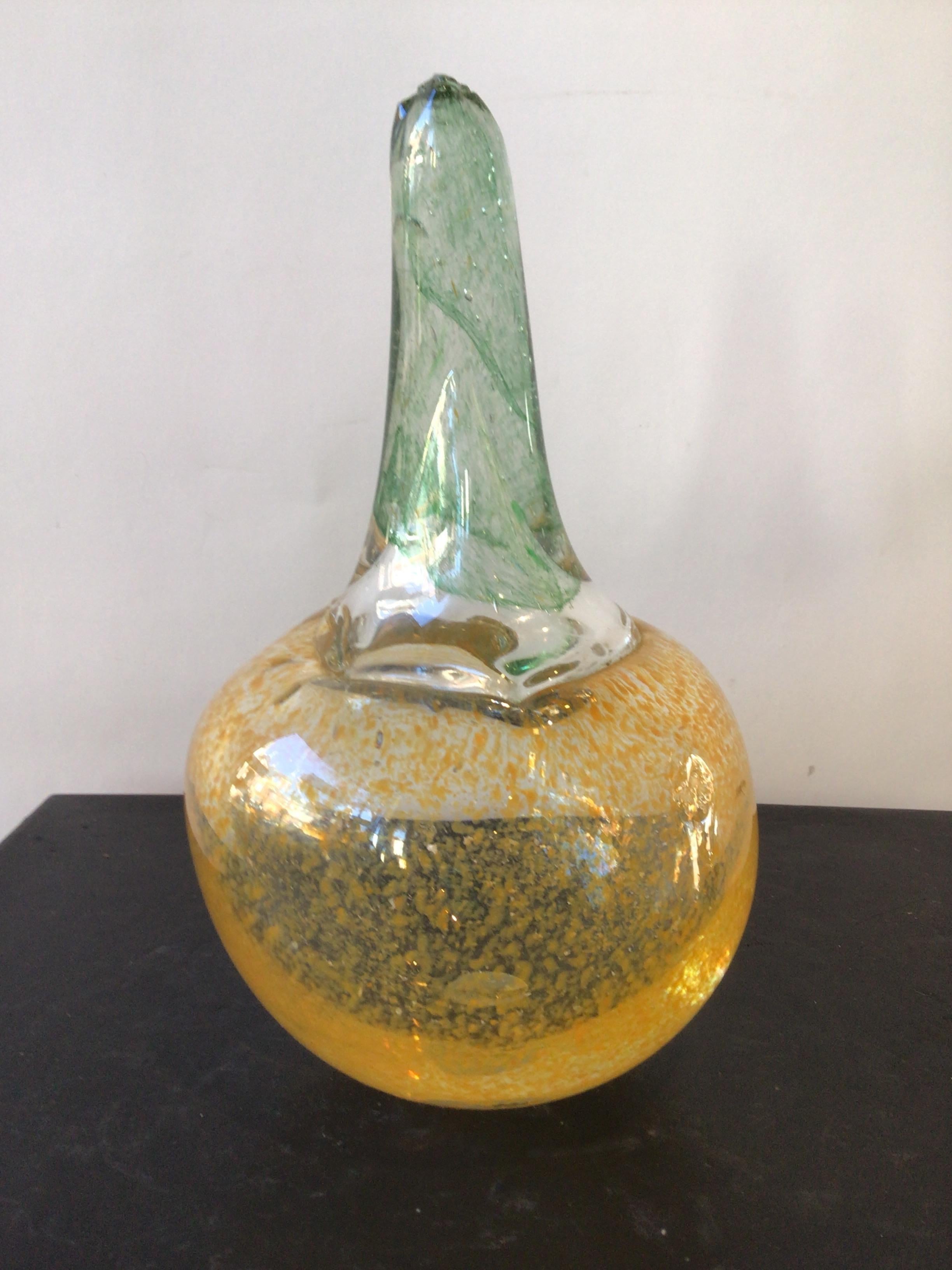 1980s Hand Blown Glass Pumpkin by Stuart Braunstein In Good Condition For Sale In Tarrytown, NY