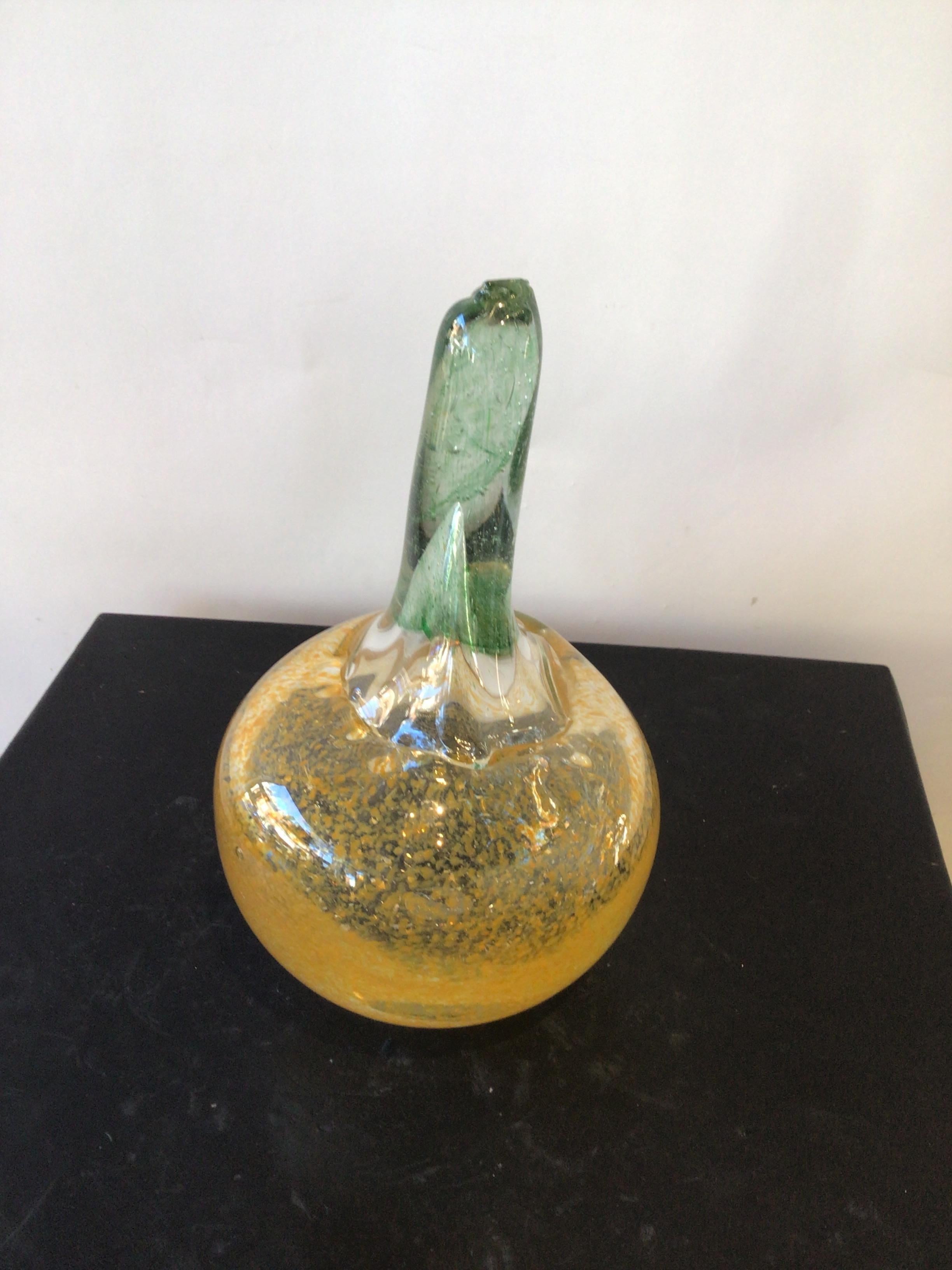 1980s Hand Blown Glass Pumpkin by Stuart Braunstein For Sale 3