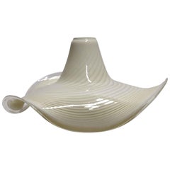 1980s Hand Blown Italian Murano Glass Pendant Light, Almond Swirl Ripple
