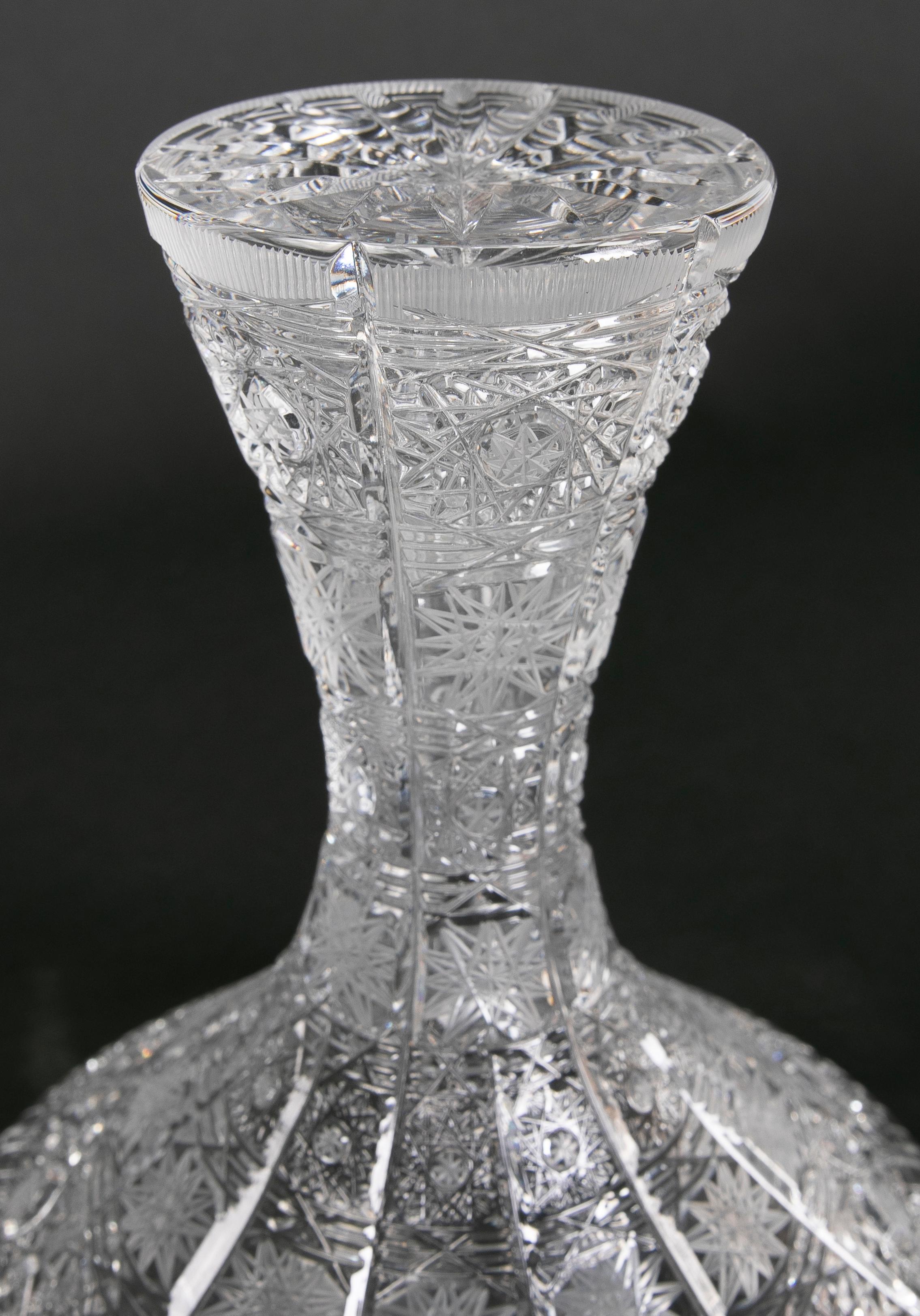 1980s Hand-Carved Bohemian Crystal Vase  For Sale 8