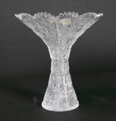 1980s Hand-Carved Bohemian Crystal Vase