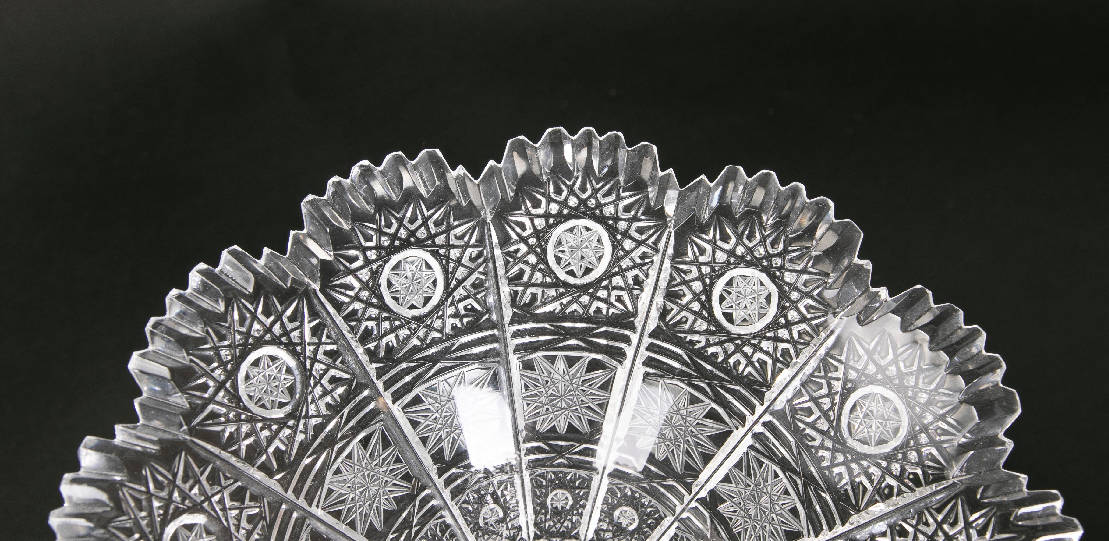 Spanish 1980s Hand-Carved Bohemian Crystal Vase For Sale