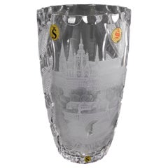 Vaso di vetro boemo intagliato a mano del 1980 di Ladislav Sevzik