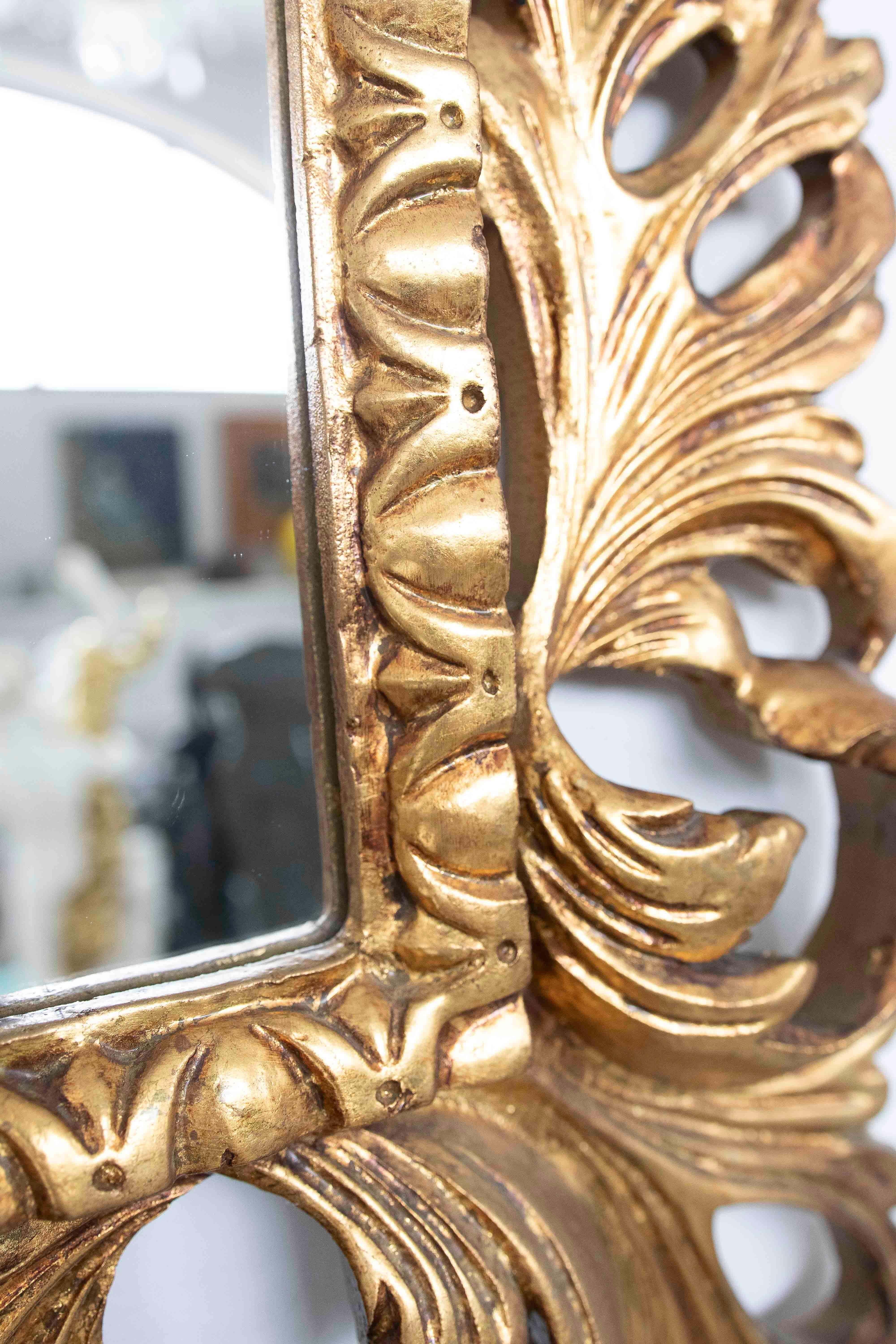 1980s Hand-carved Gilded Baroque-style Mirror with Openwork Frame For Sale 5