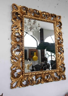 1980s Hand-carved Gilded Baroque-style Mirror with Openwork Frame