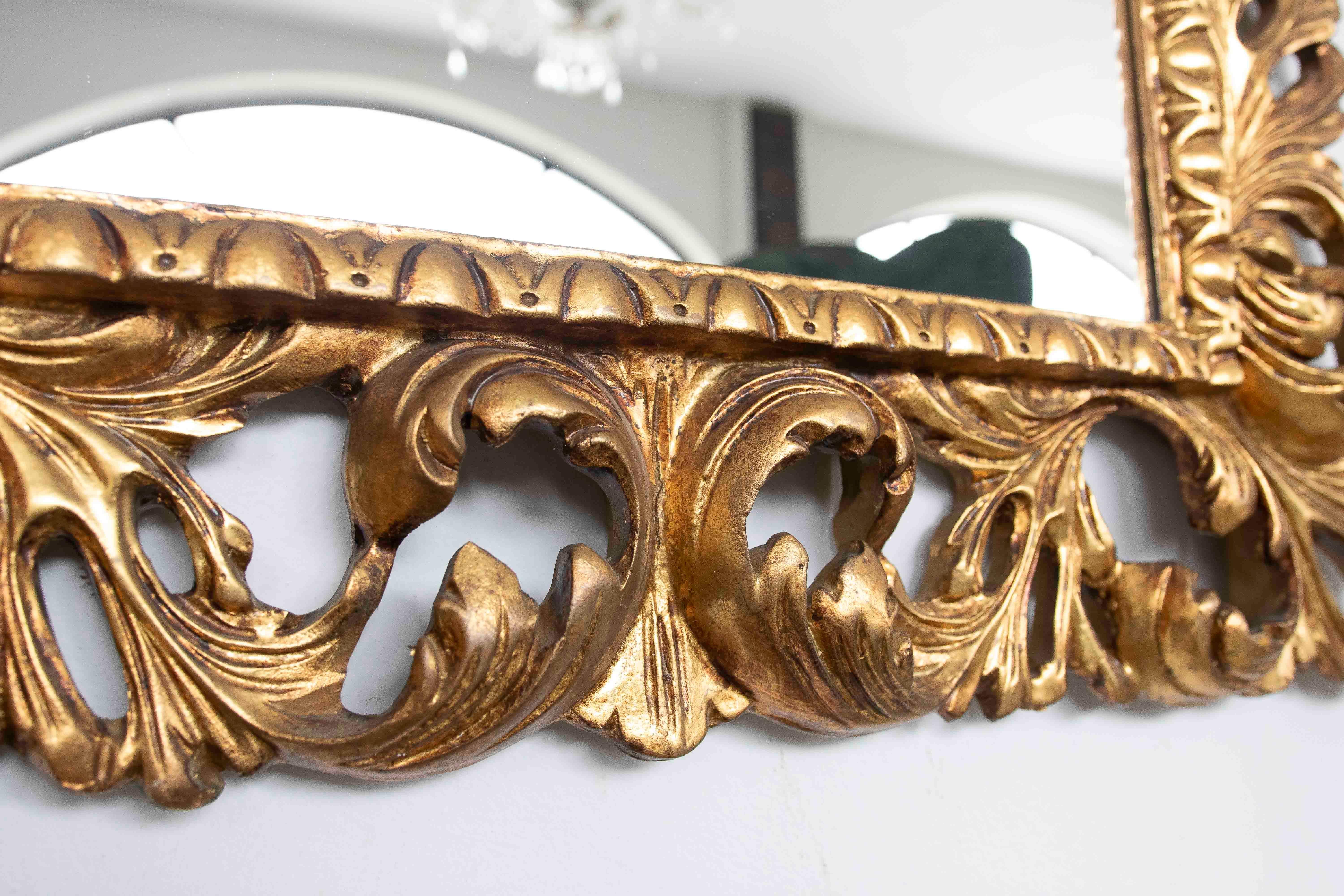 20th Century 1980s Hand-carved Gilded Baroque-style Mirror with Openwork Frame For Sale
