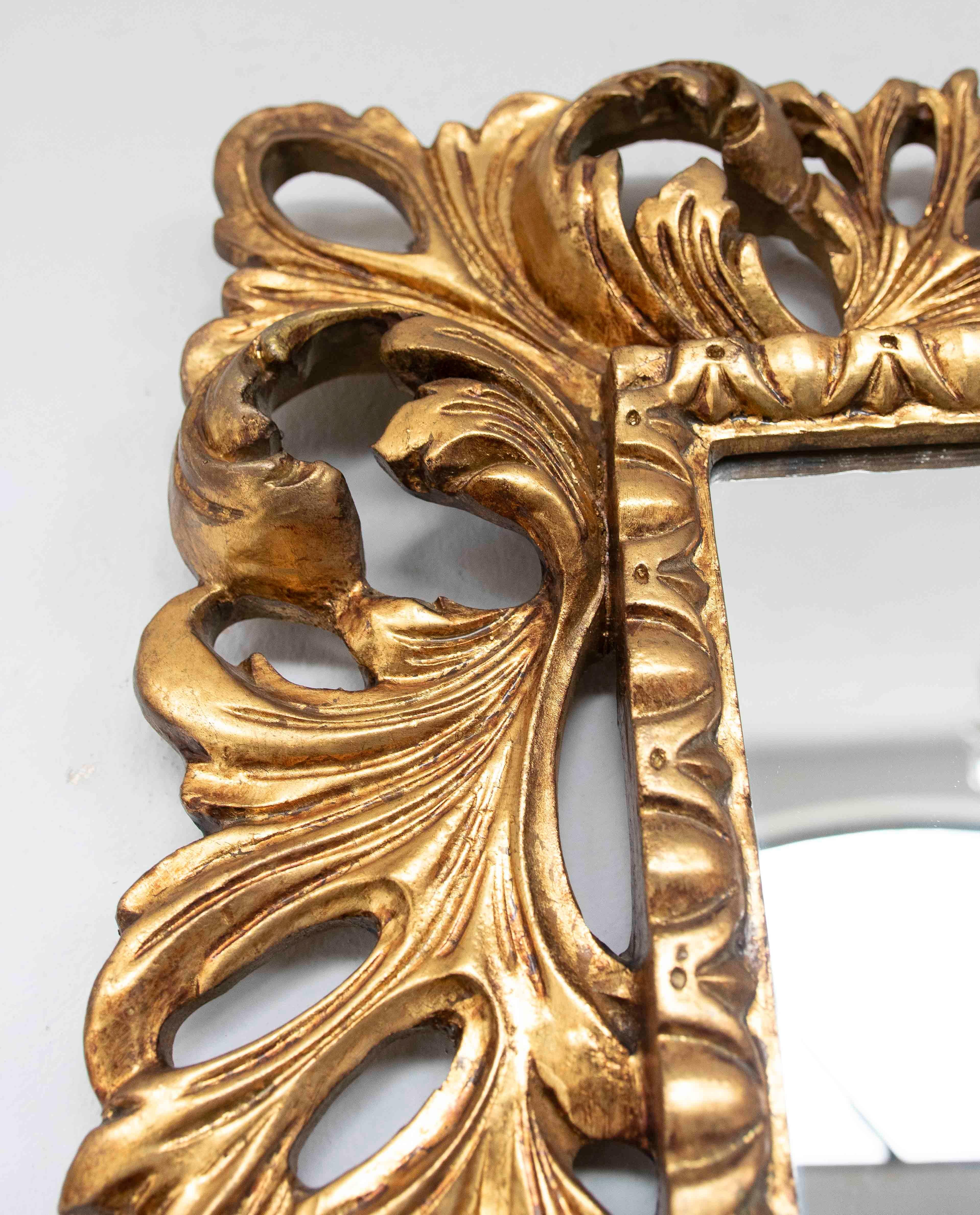 1980s Hand-carved Gilded Baroque-style Mirror with Openwork Frame For Sale 3