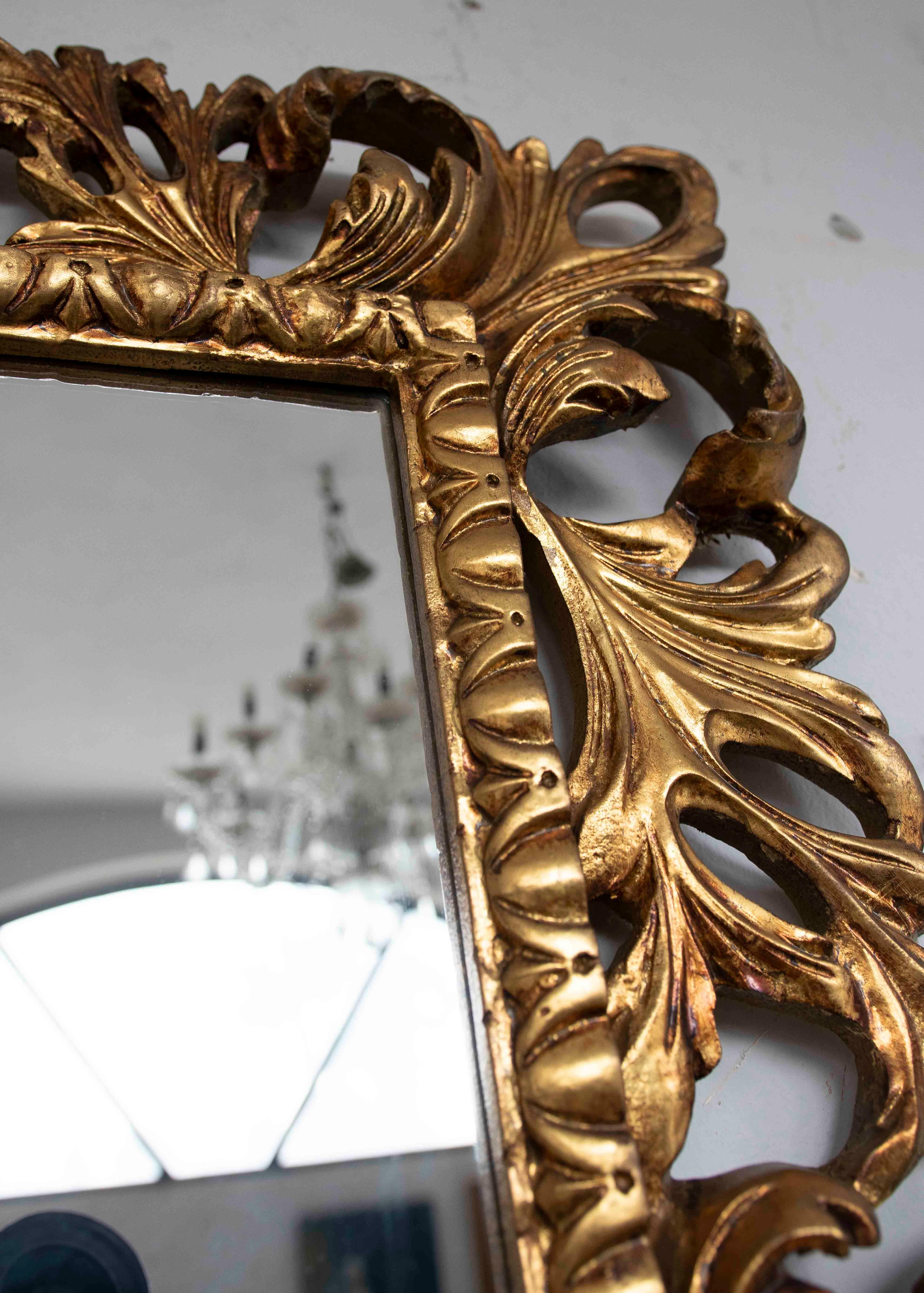 1980s Hand-carved Gilded Baroque-style Mirror with Openwork Frame For Sale 4