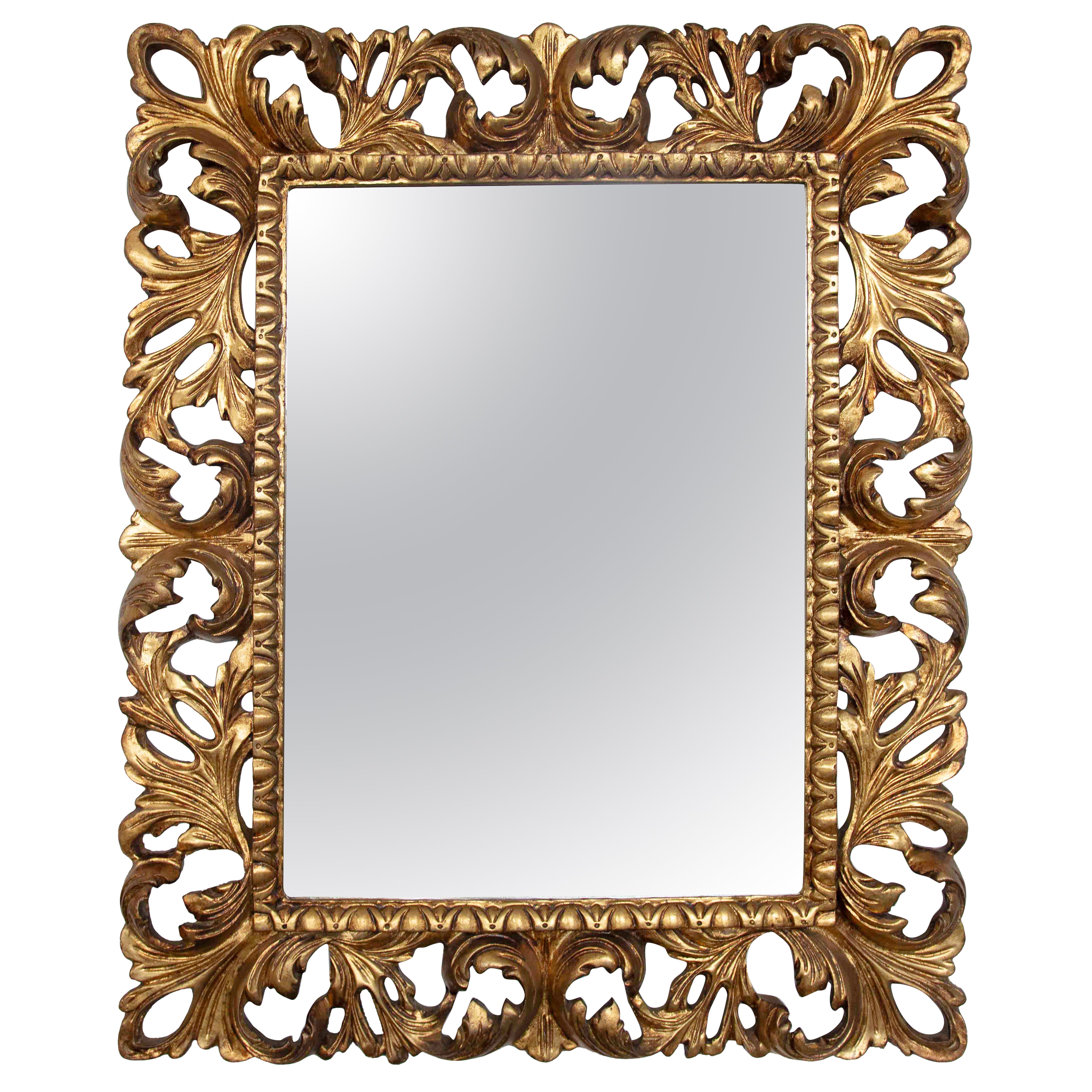 1980s Hand-carved Gilded Baroque-style Mirror with Openwork Frame For Sale