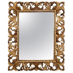 1980s Hand-carved Gilded Baroque-style Mirror with Openwork Frame