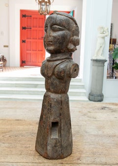 1980s Hand Carved in Wood Sculpture Indu Woman