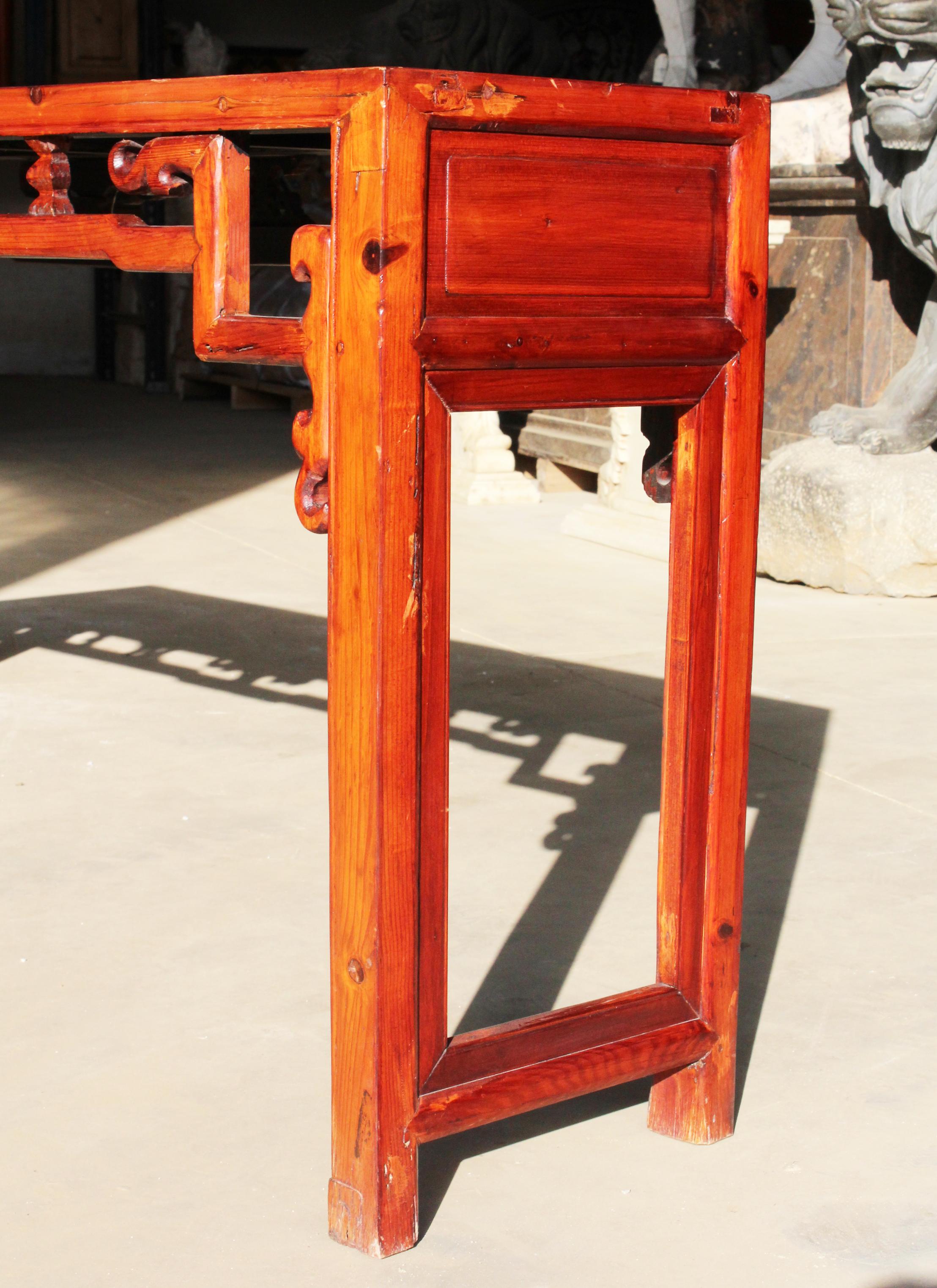 Chinese 1980s Hand Carved Mahogany Classical Oriental Altar Table