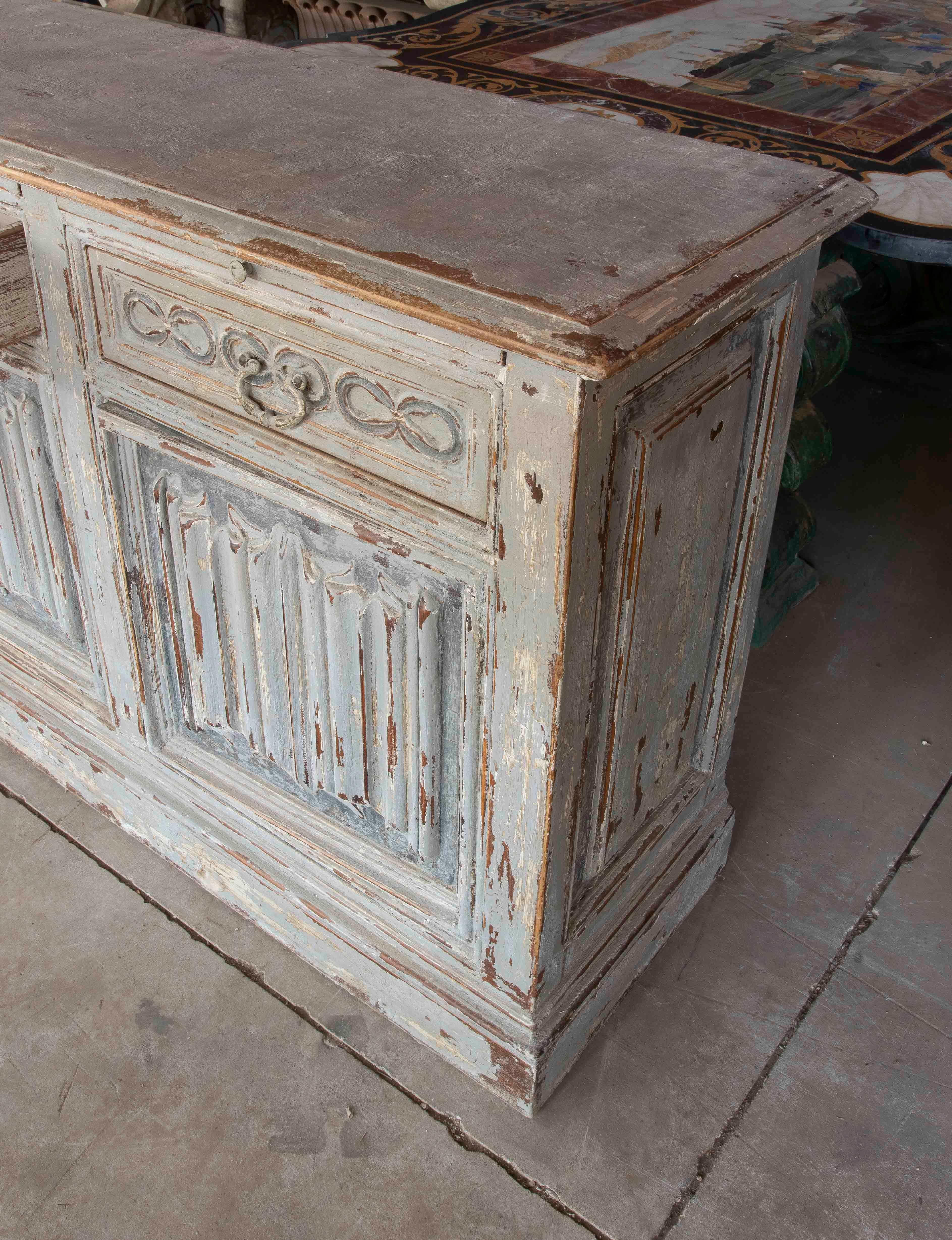 1980s Hand-Carved Provençal Sideboard Made of Polychrome Wood with Front Panels For Sale 2