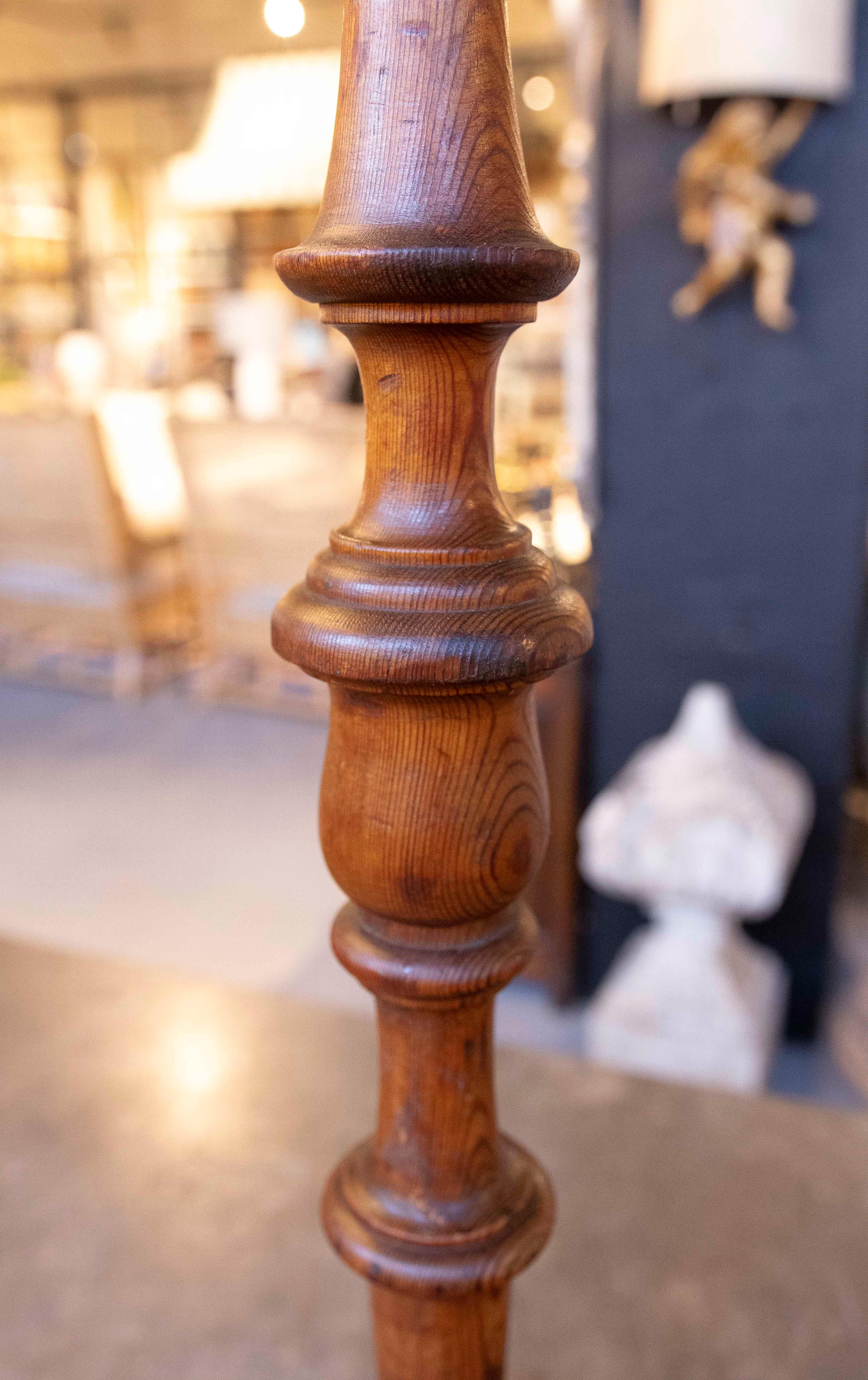 1980s Hand-carved Spanish Pine Candlestick For Sale 7