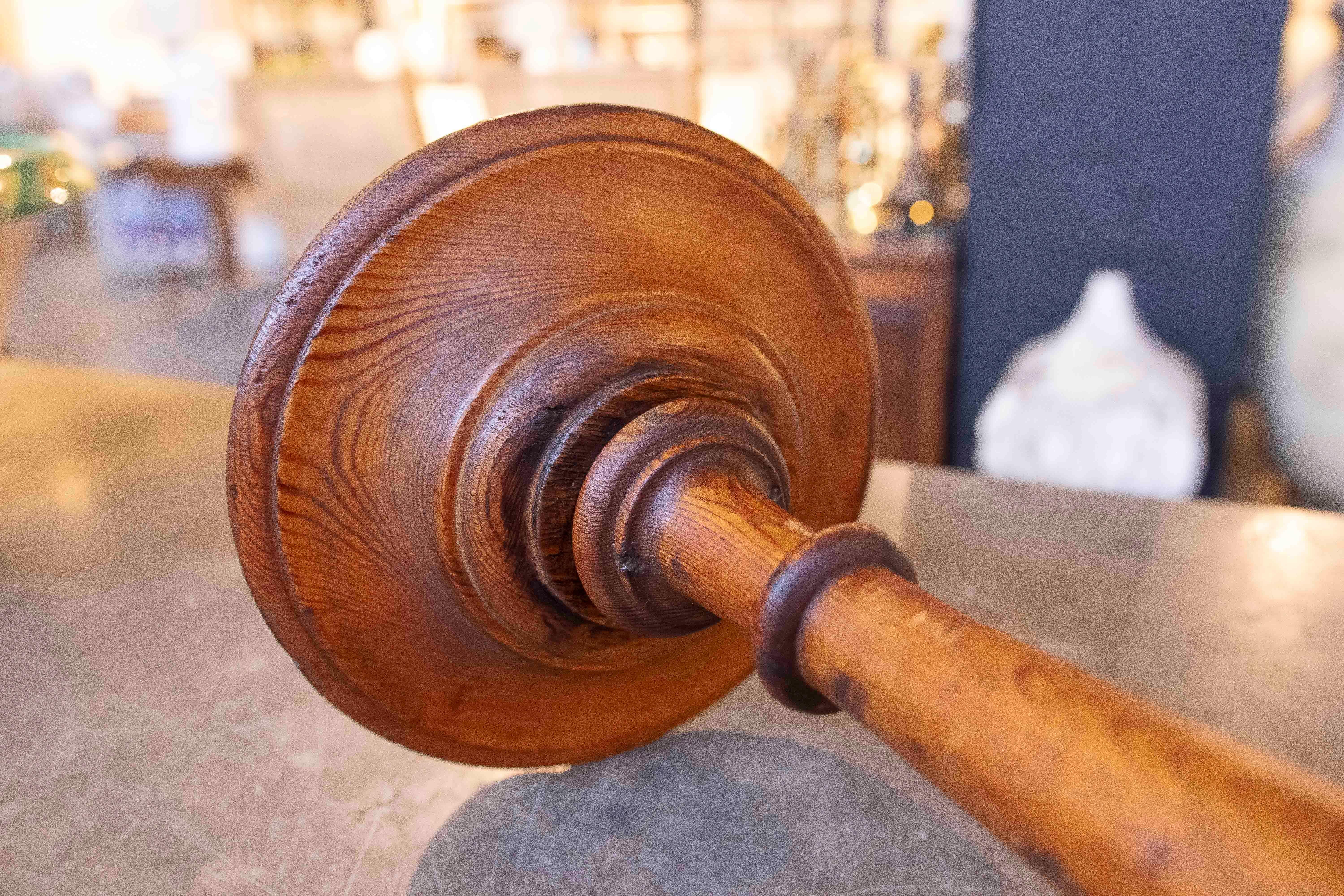 1980s Hand-carved Spanish Pine Candlestick For Sale 10