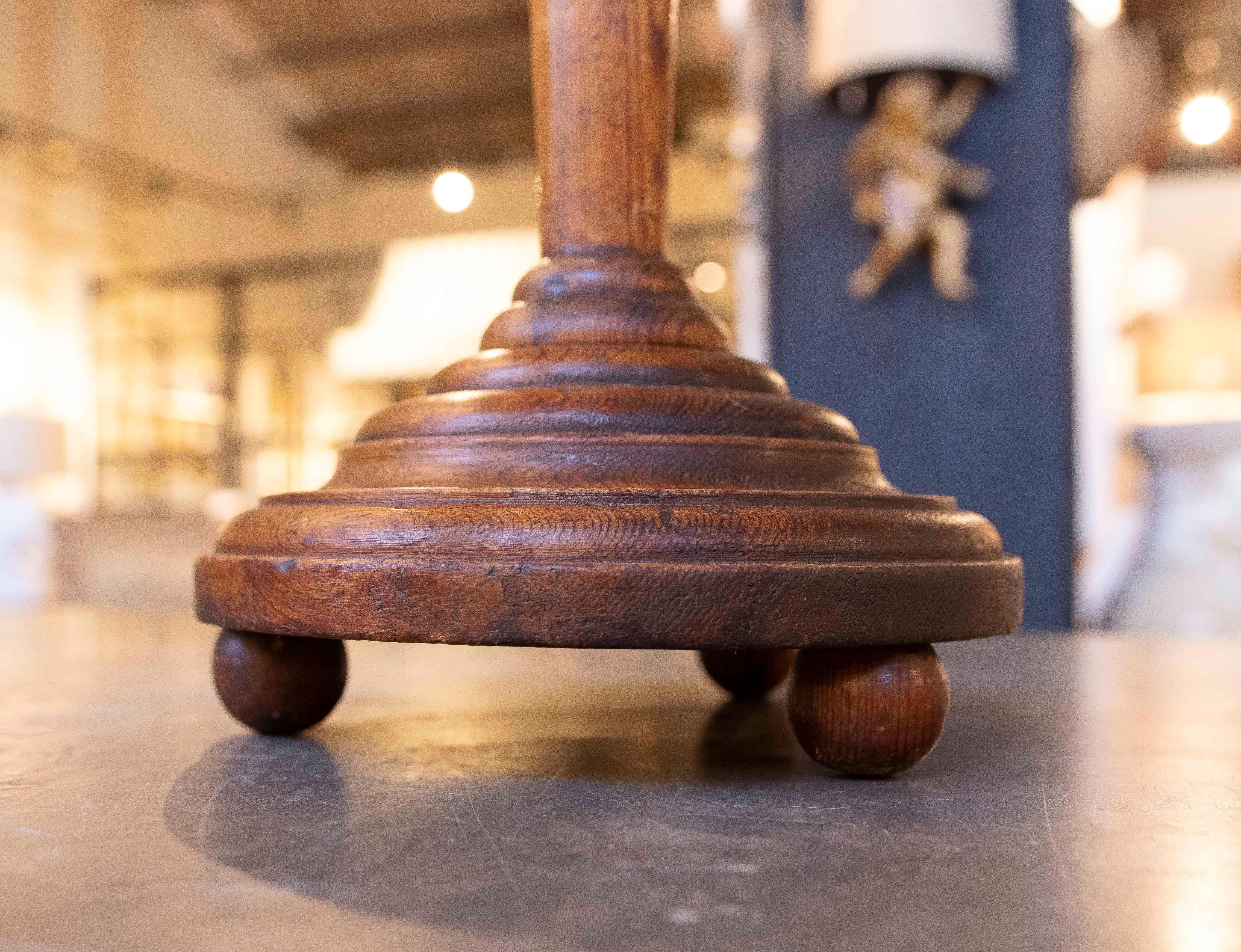 1980s Hand-carved Spanish Pine Candlestick For Sale 2