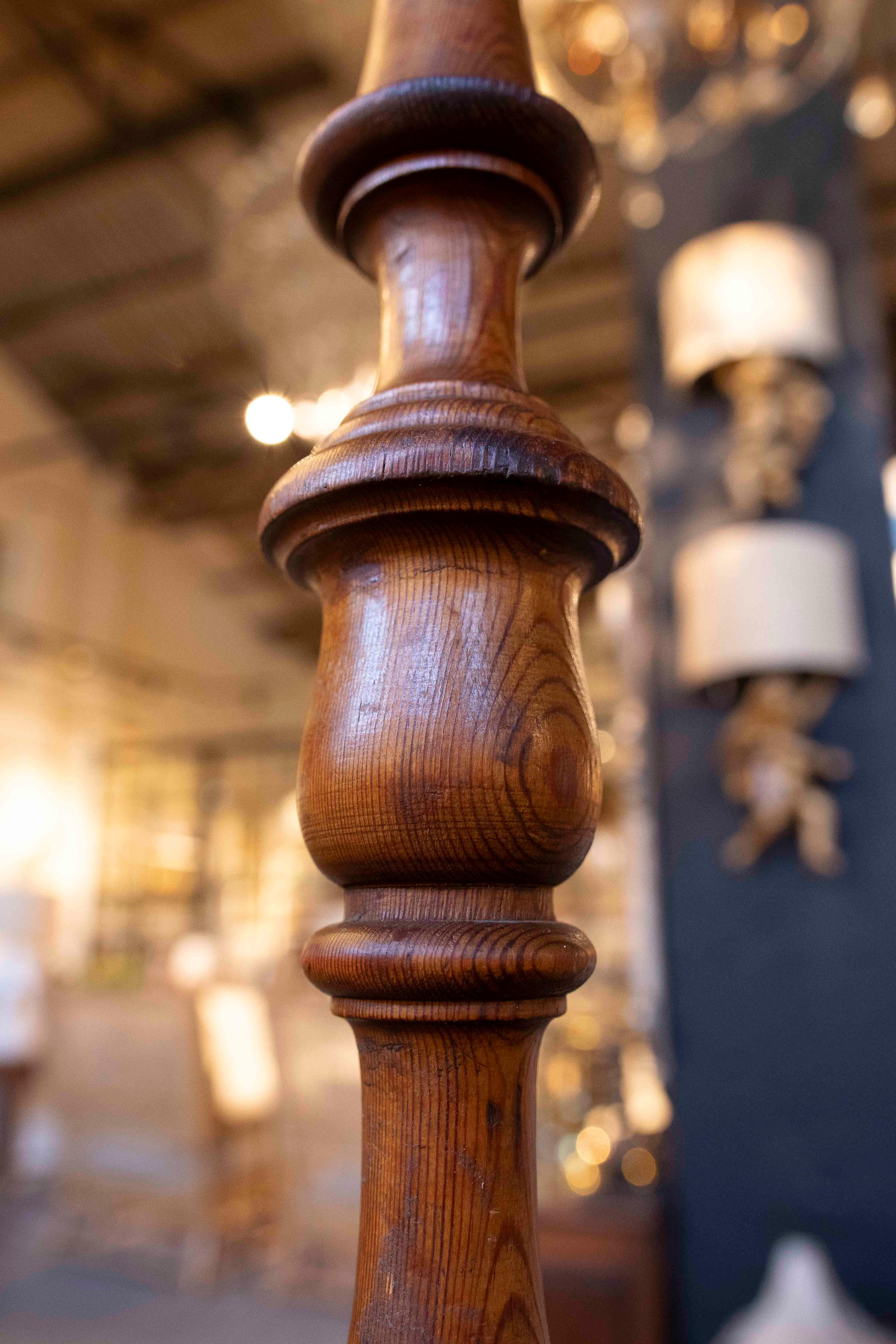 1980s Hand-carved Spanish Pine Candlestick For Sale 3