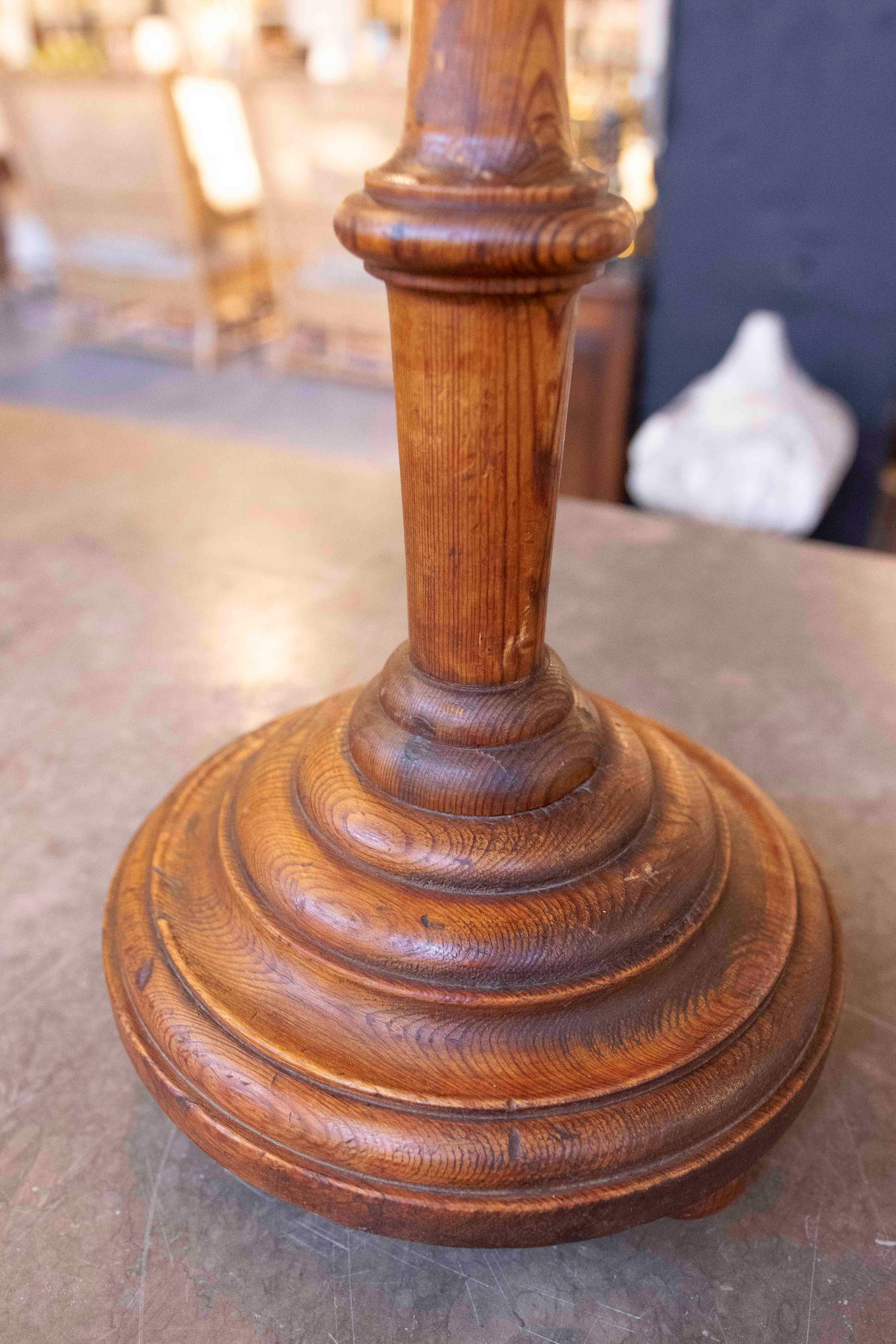 1980s Hand-carved Spanish Pine Candlestick For Sale 4