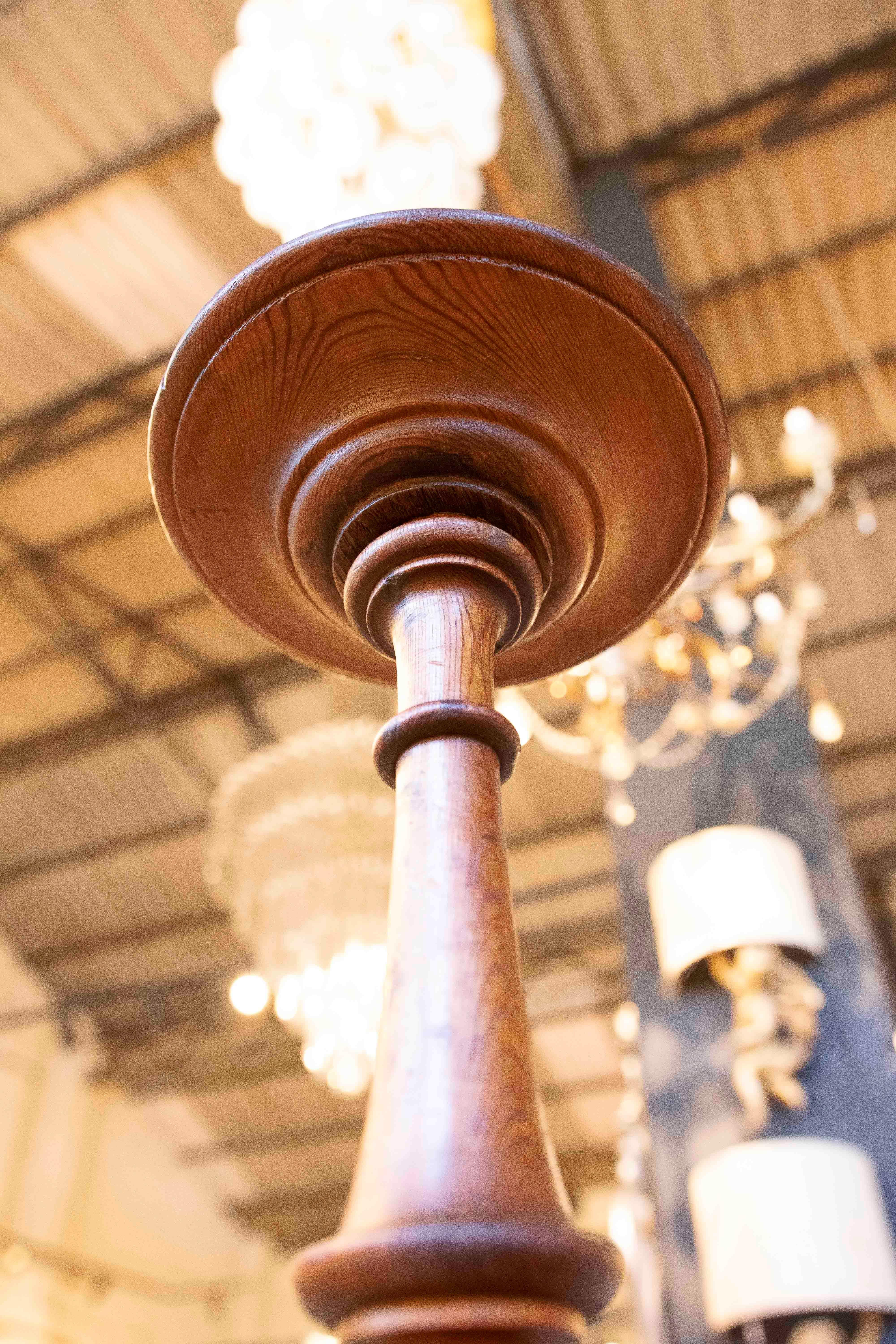 1980s Hand-carved Spanish Pine Candlestick For Sale 5