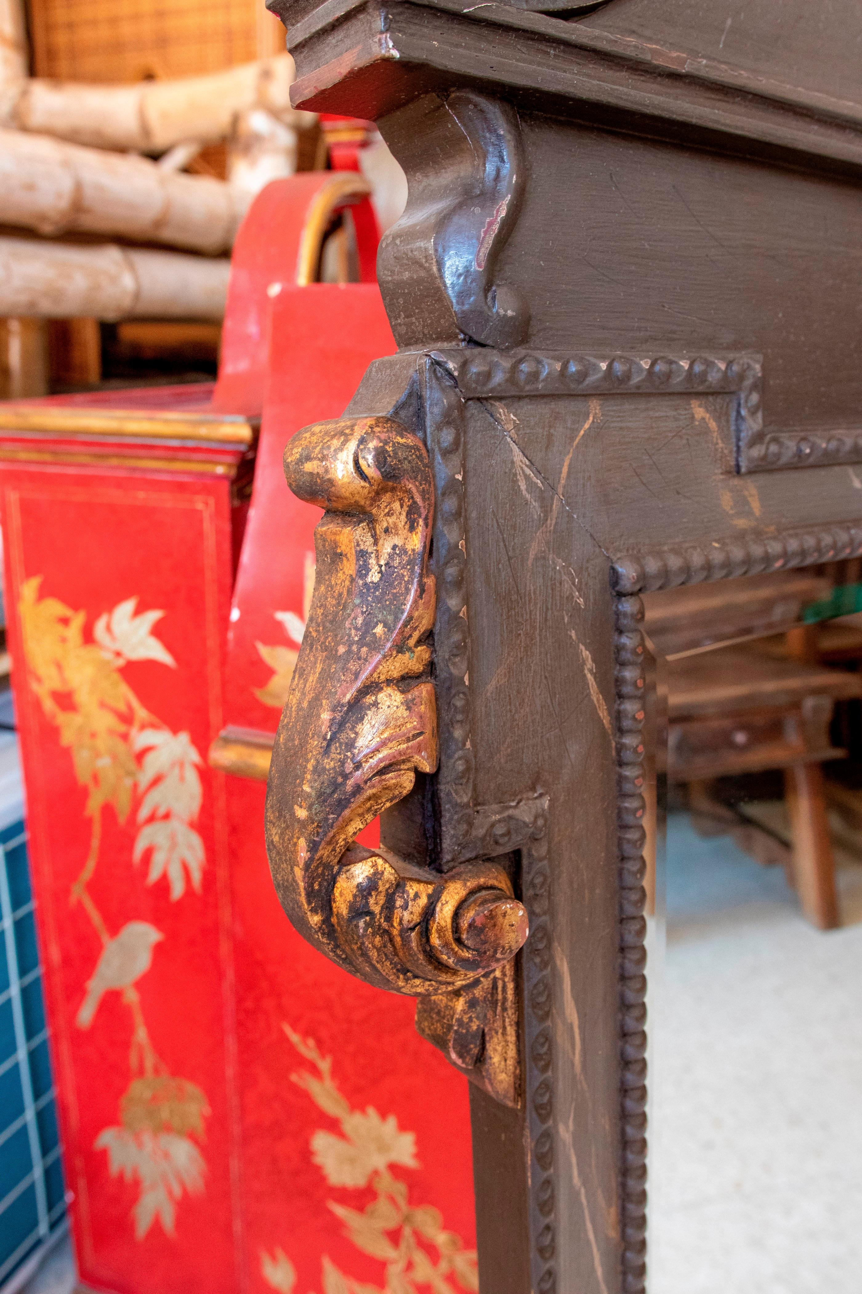 1980s Hand Carved Wooden Mirror In Good Condition In Marbella, ES