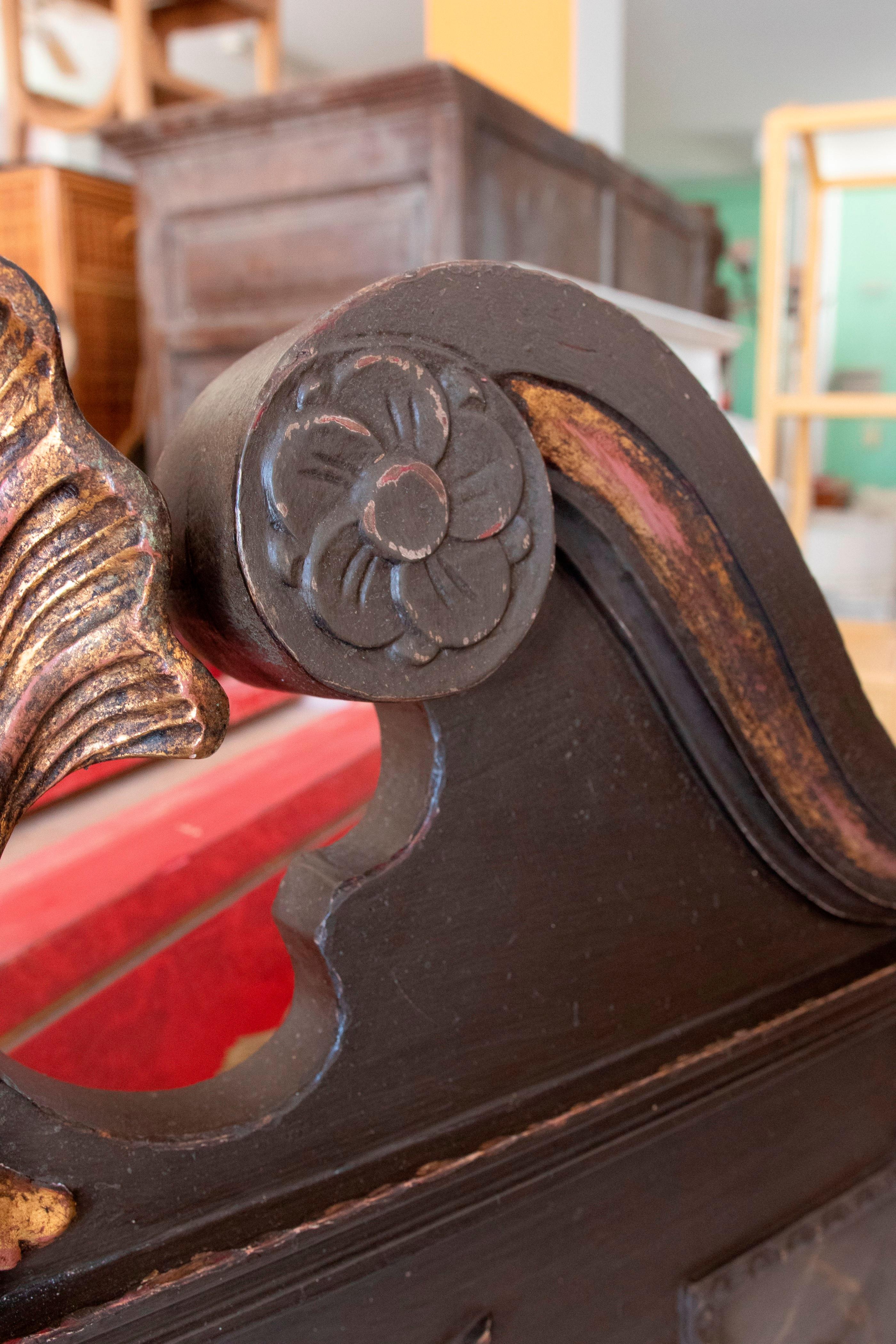 1980s Hand Carved Wooden Mirror 2