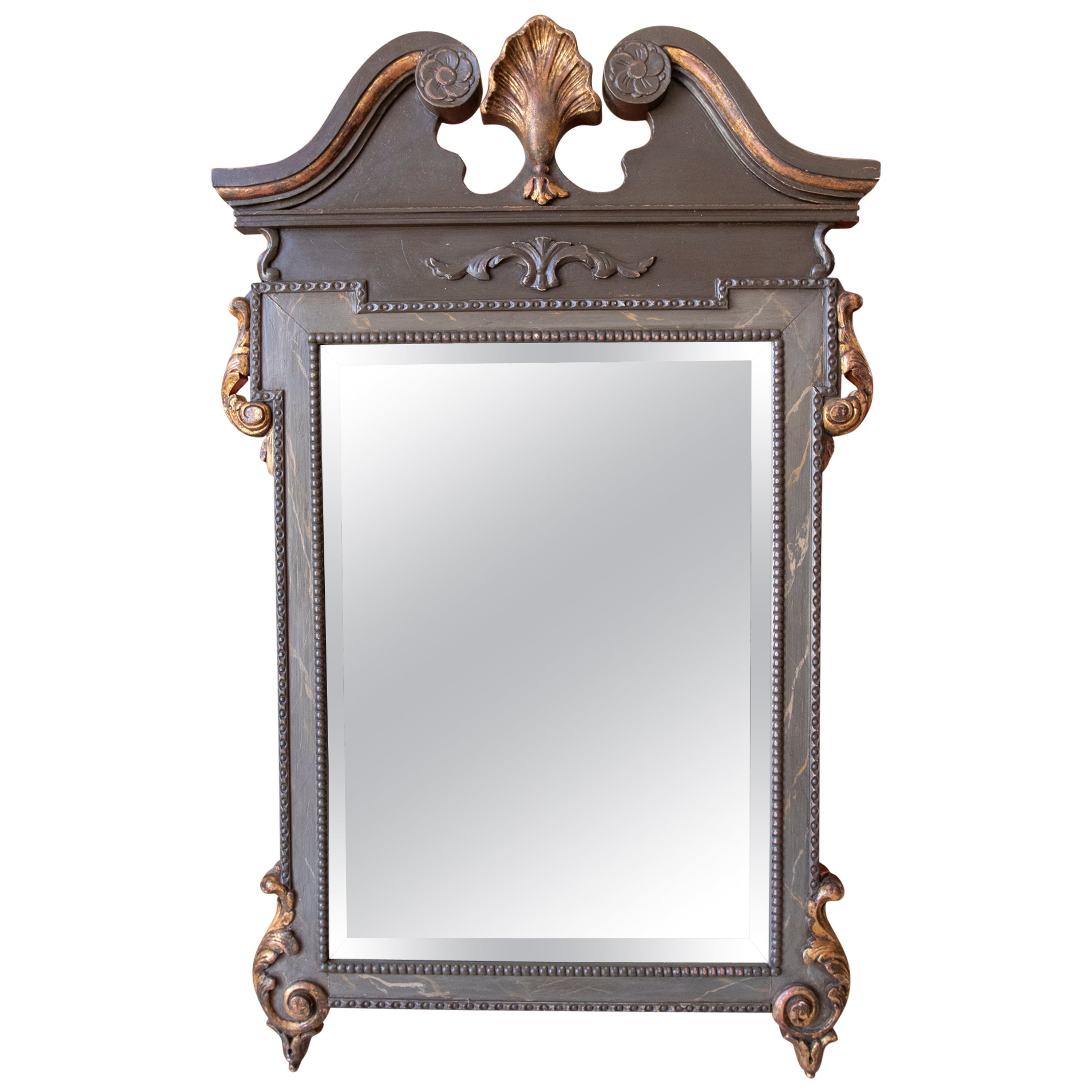 1980s Hand Carved Wooden Mirror