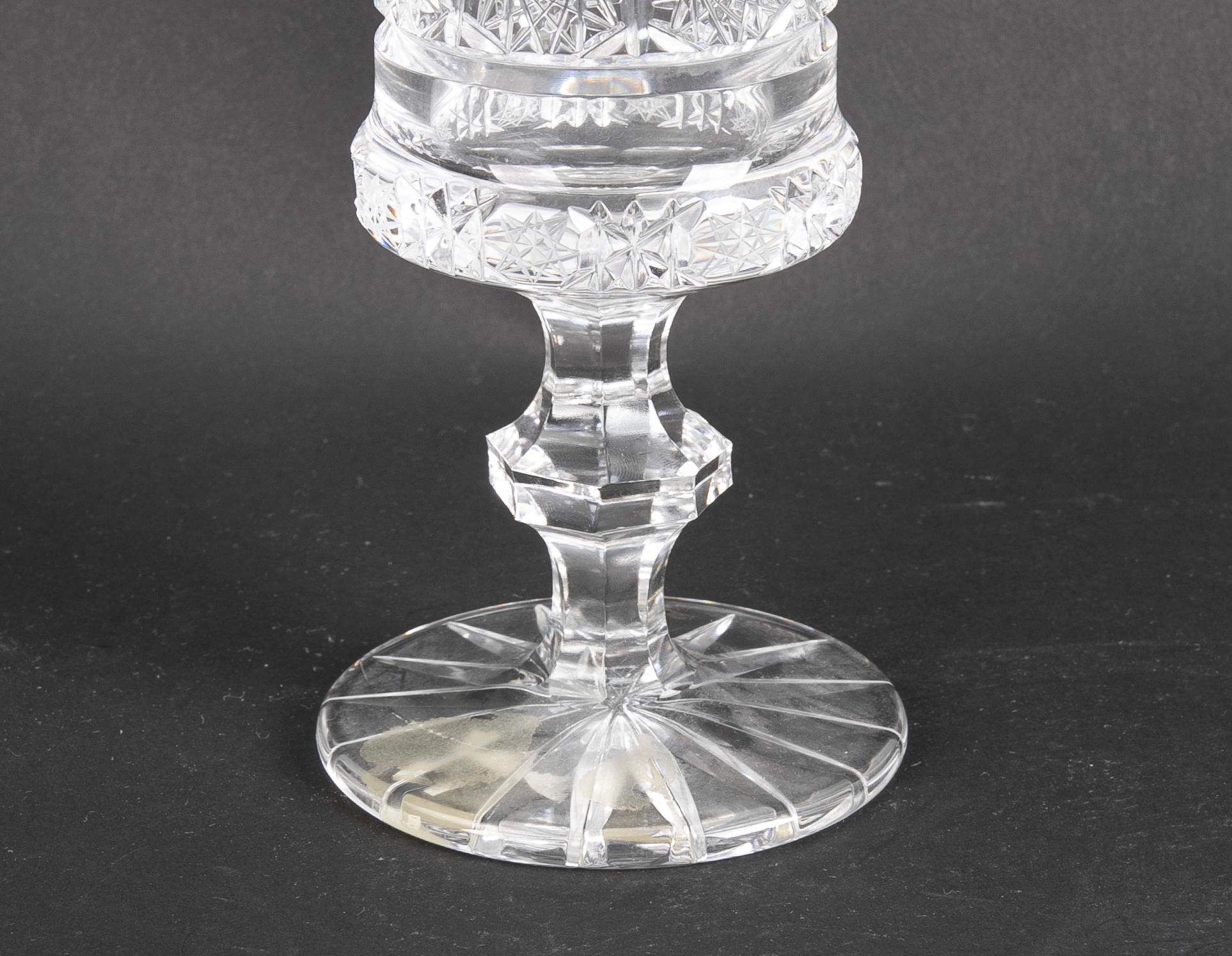 1980's Hand Cut Bohemian Crystal Glass Cup  For Sale 4
