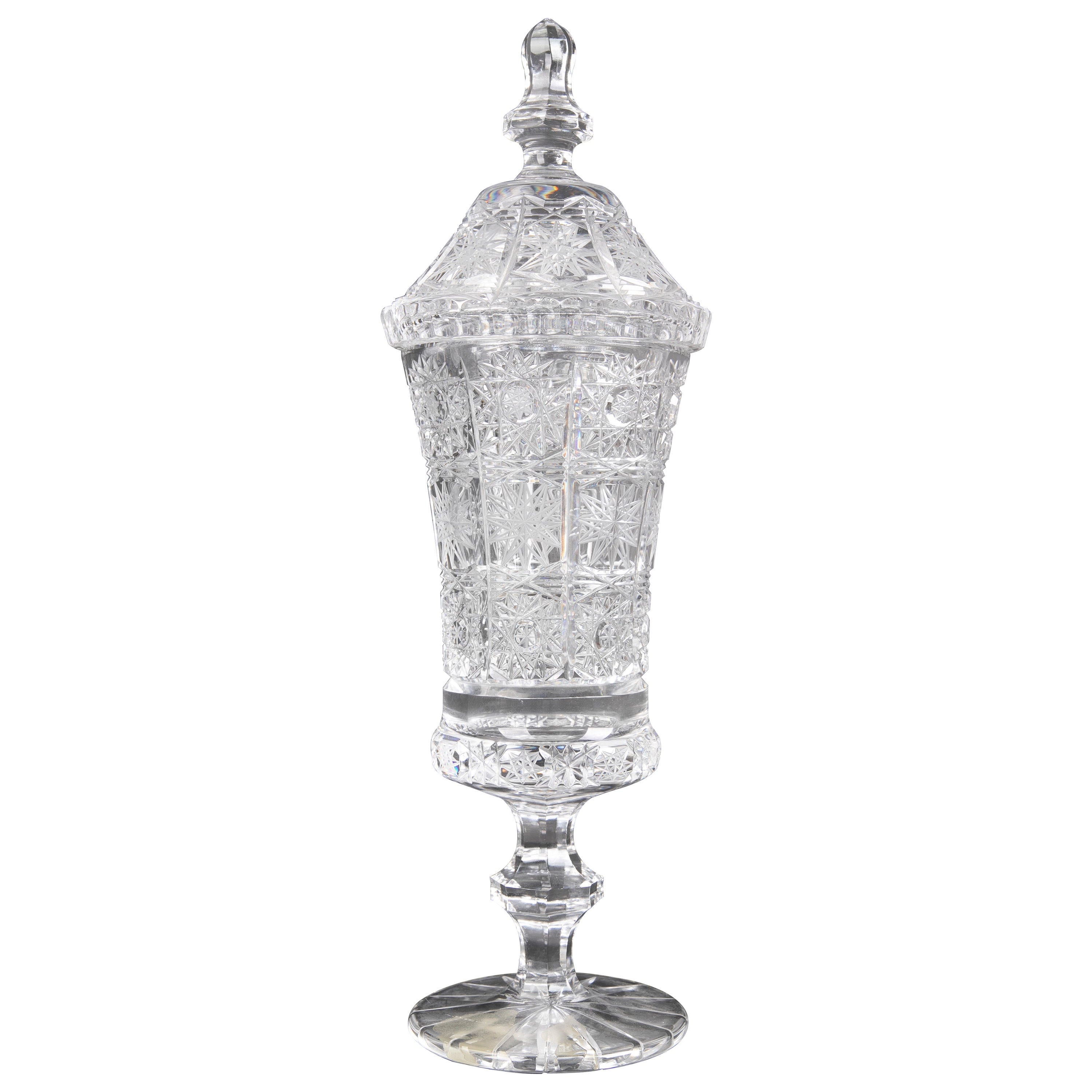Coupe en cristal de Bohème des années 1980 taillée à la main