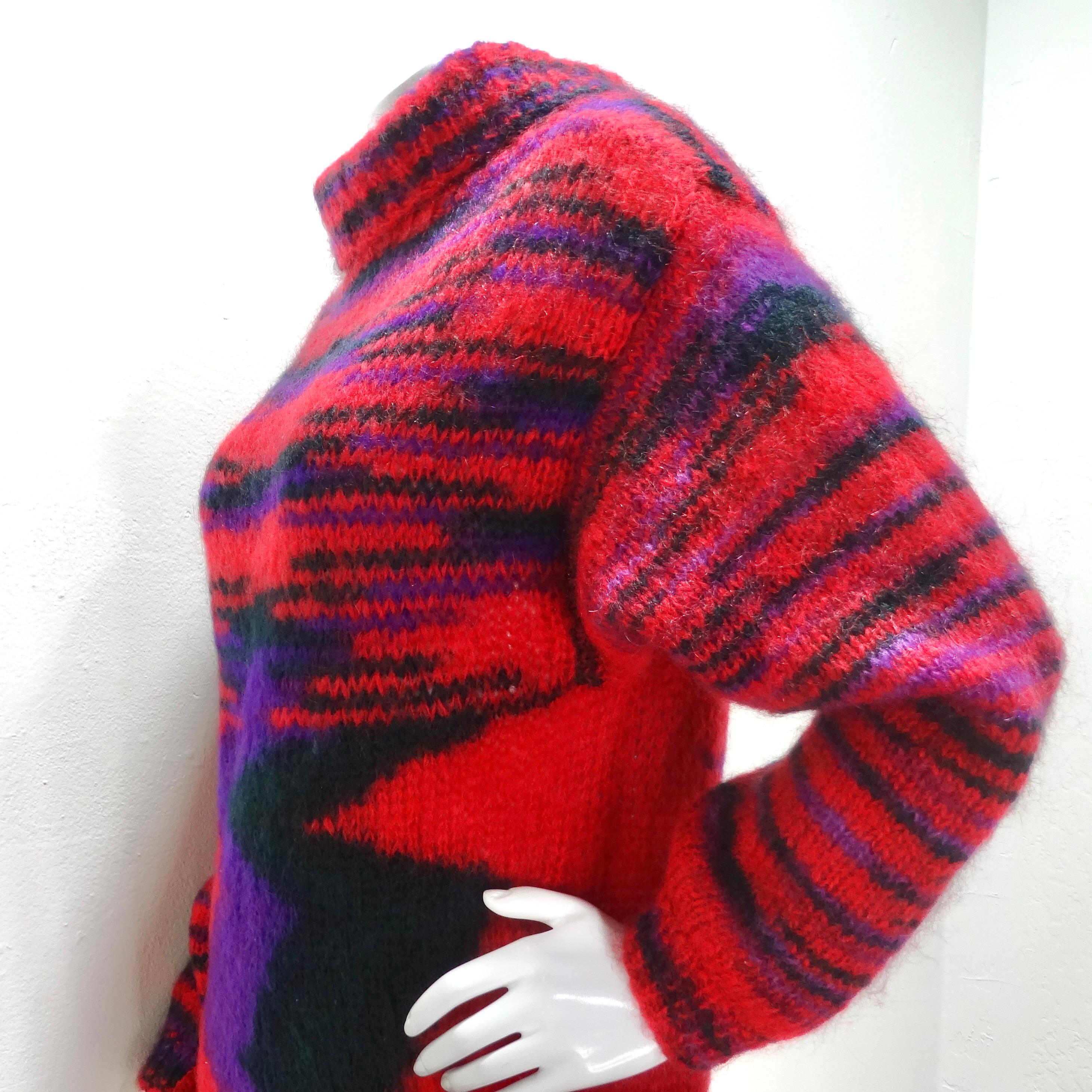 1980s Hand Knit Multicolor Sweater Dress For Sale 6