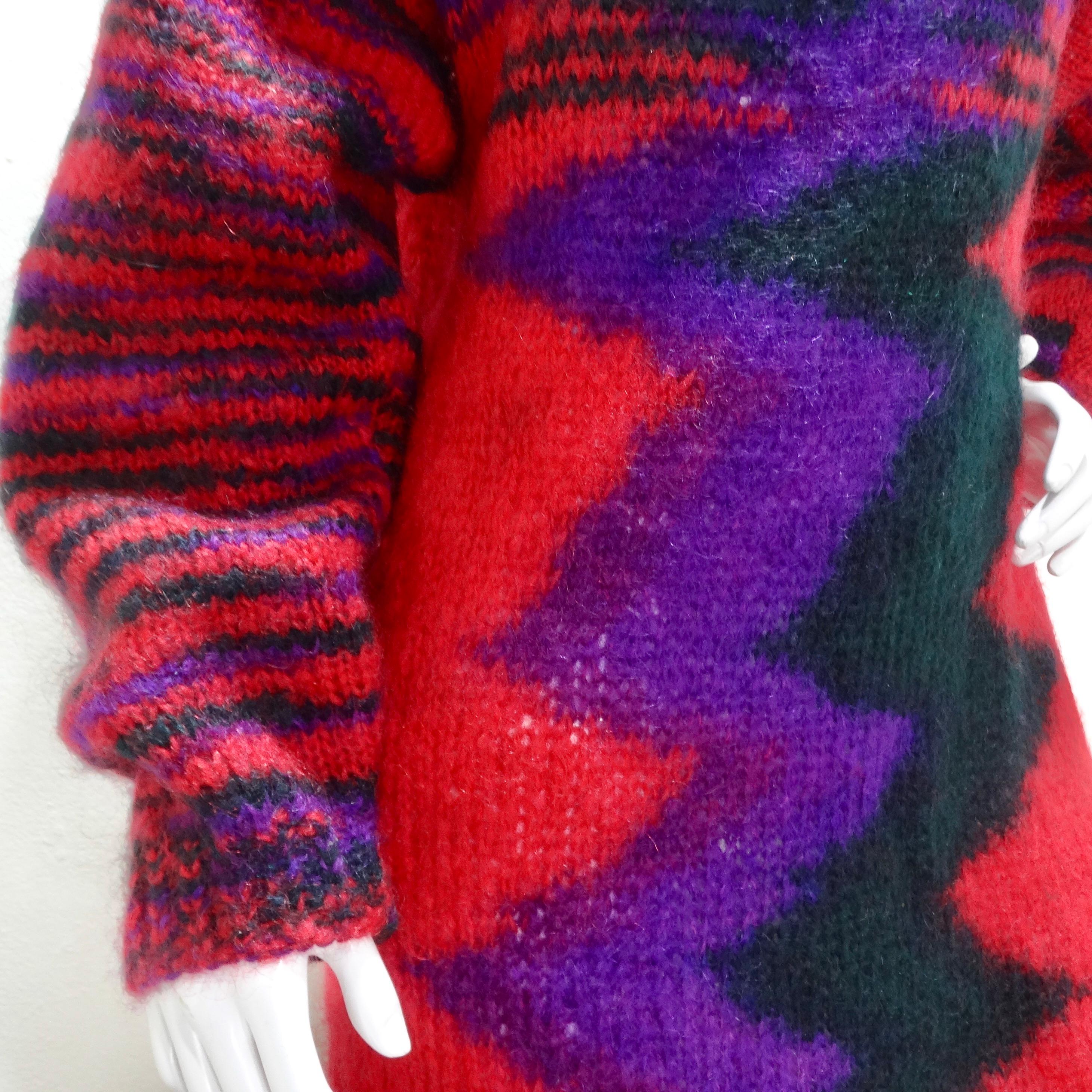 1980s Hand Knit Multicolor Sweater Dress In Excellent Condition For Sale In Scottsdale, AZ