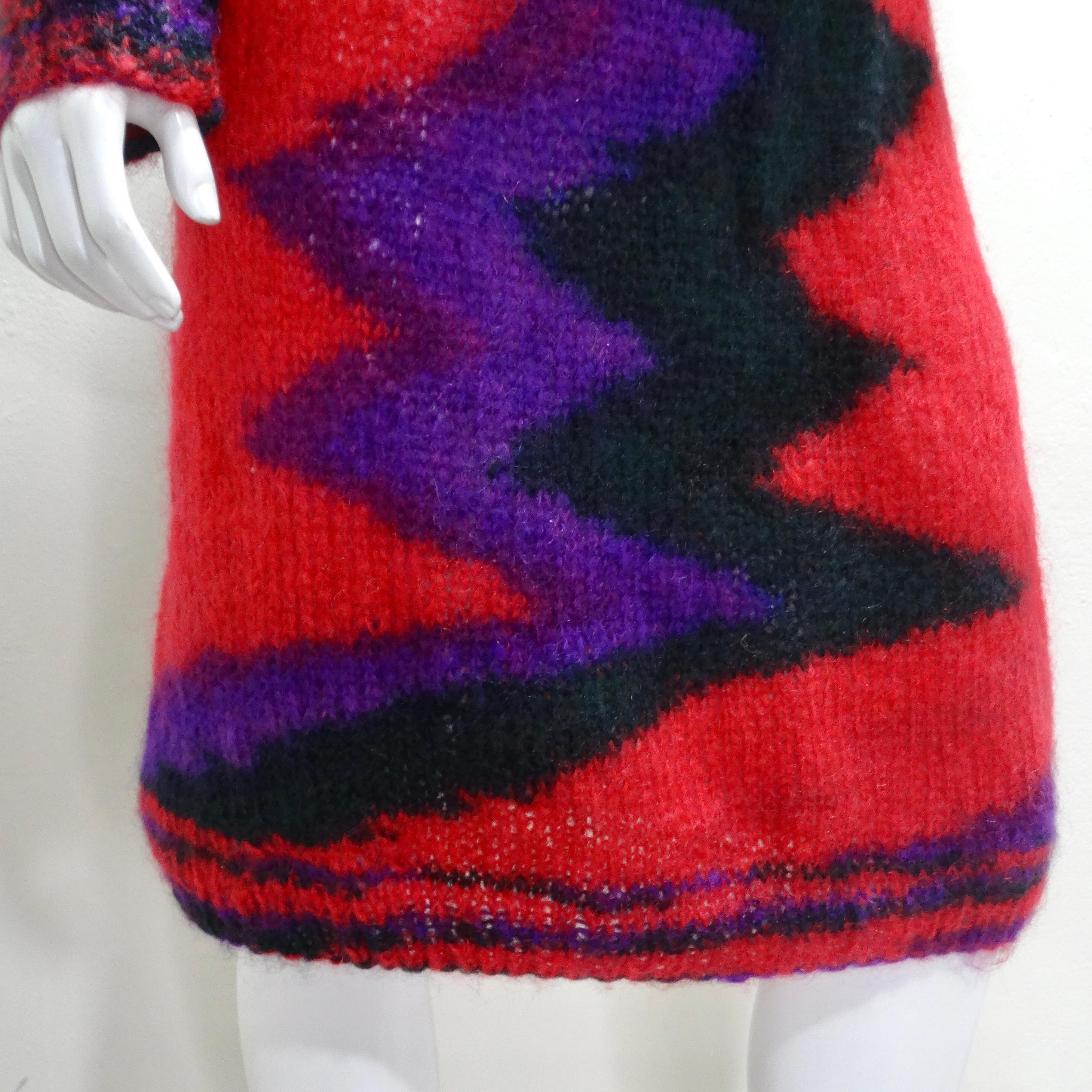 Women's or Men's 1980s Hand Knit Multicolor Sweater Dress For Sale