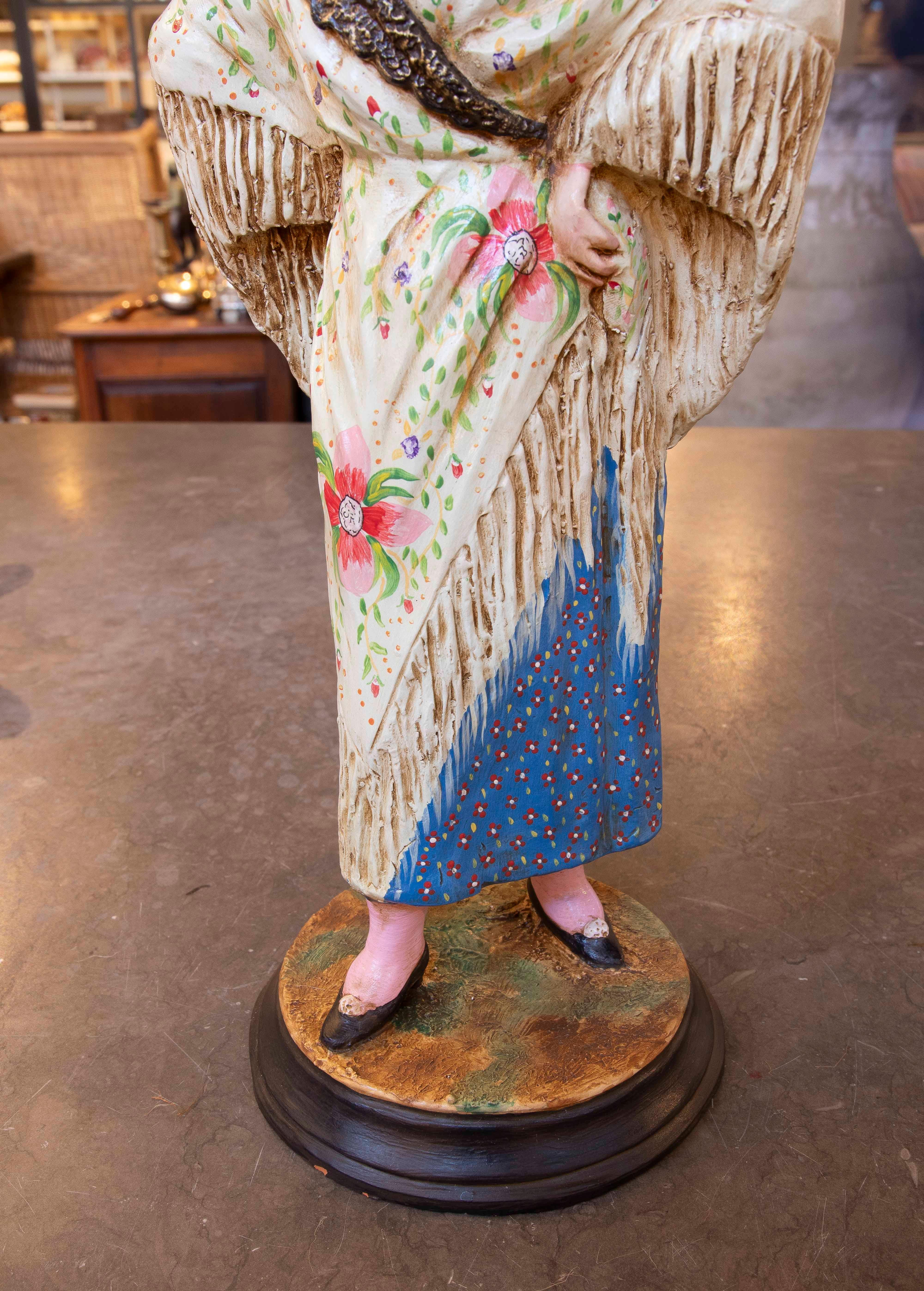 Mujer de Terracota Andaluza Pintada a Mano Años 80 Firmada Jiménez Mariscal en venta 5