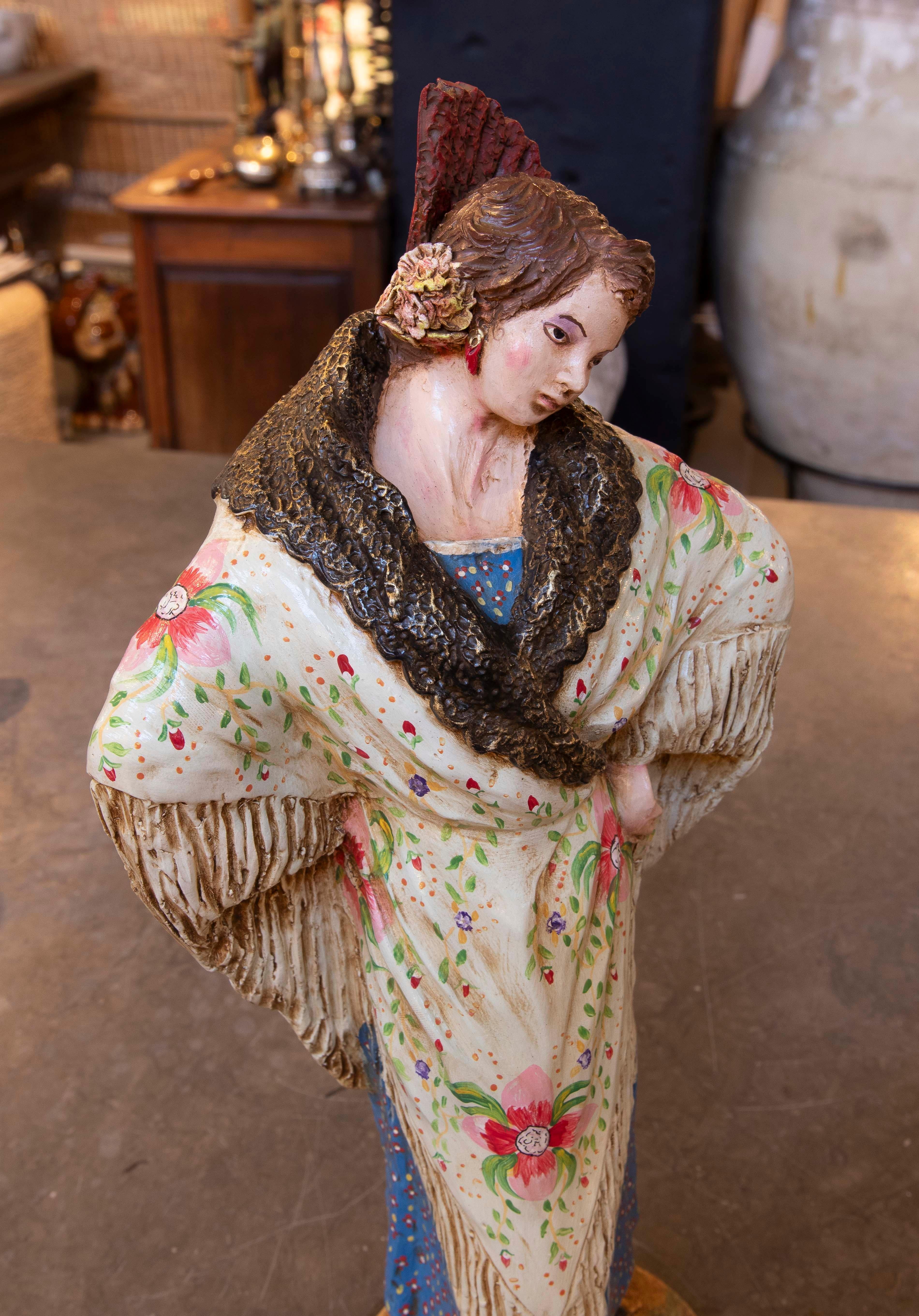 Mujer de Terracota Andaluza Pintada a Mano Años 80 Firmada Jiménez Mariscal en venta 9