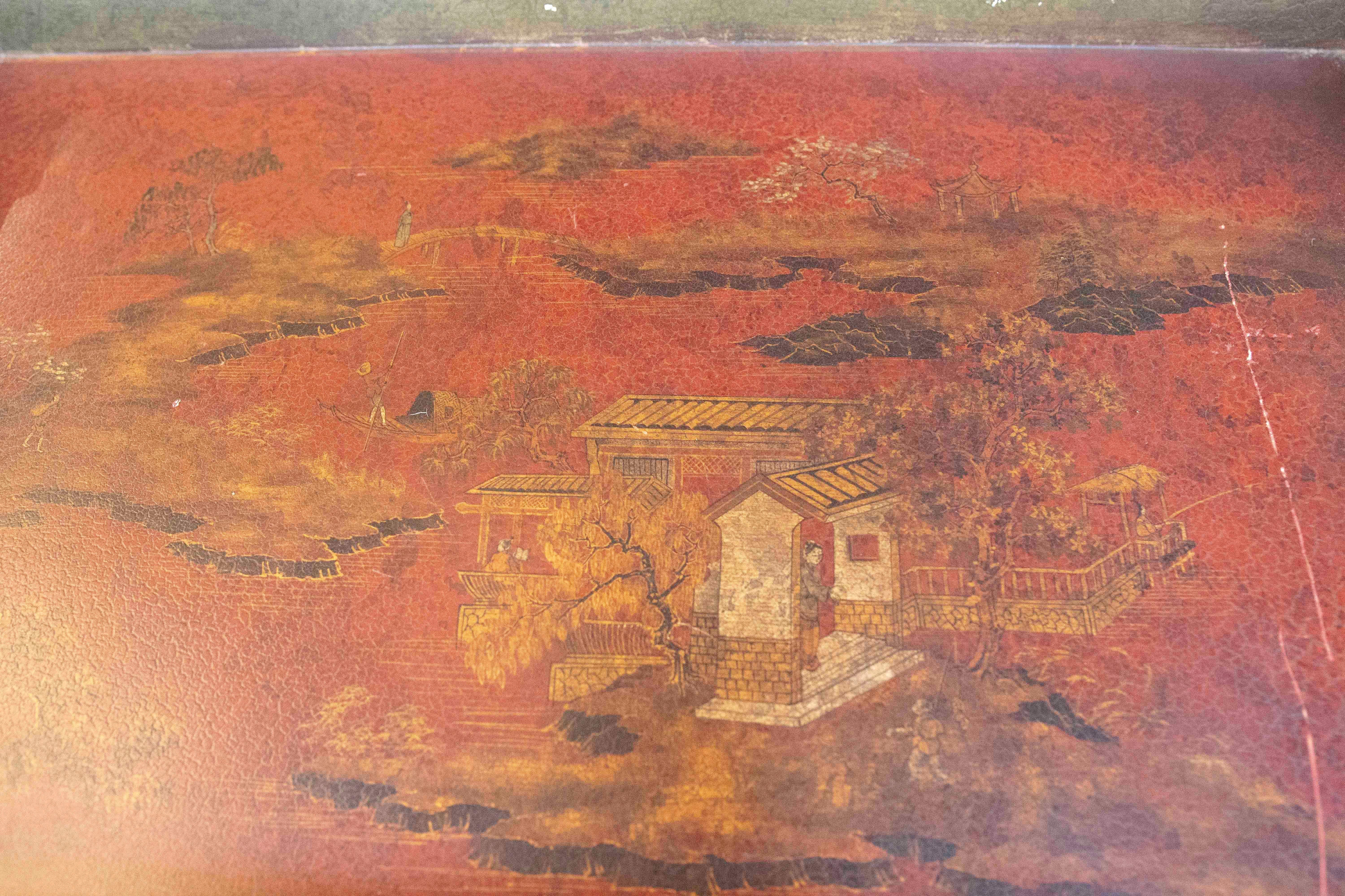 1980s Hand Painted Chinoiserie Style Wooden Tray 5