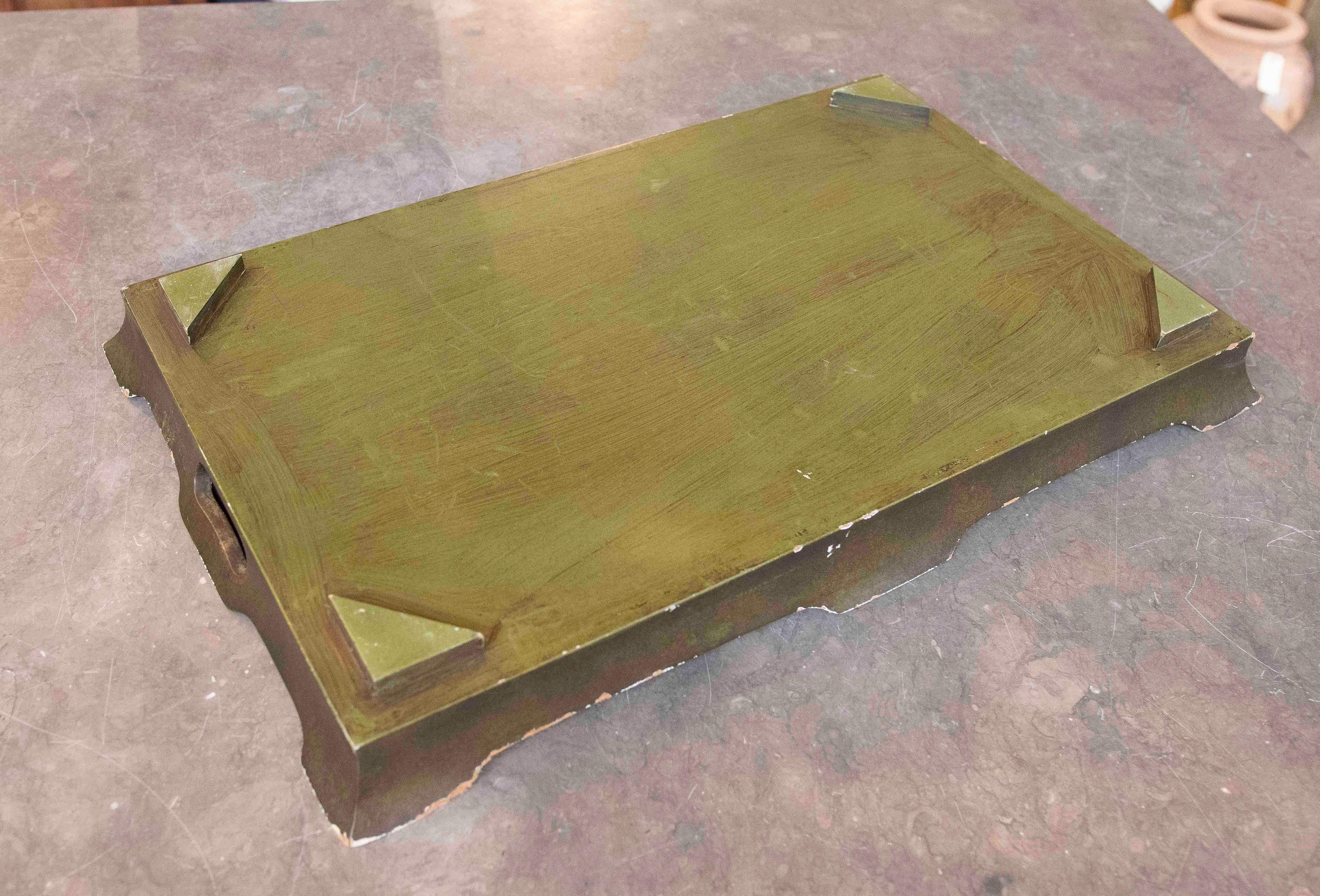 1980s Hand Painted Chinoiserie Style Wooden Tray 6