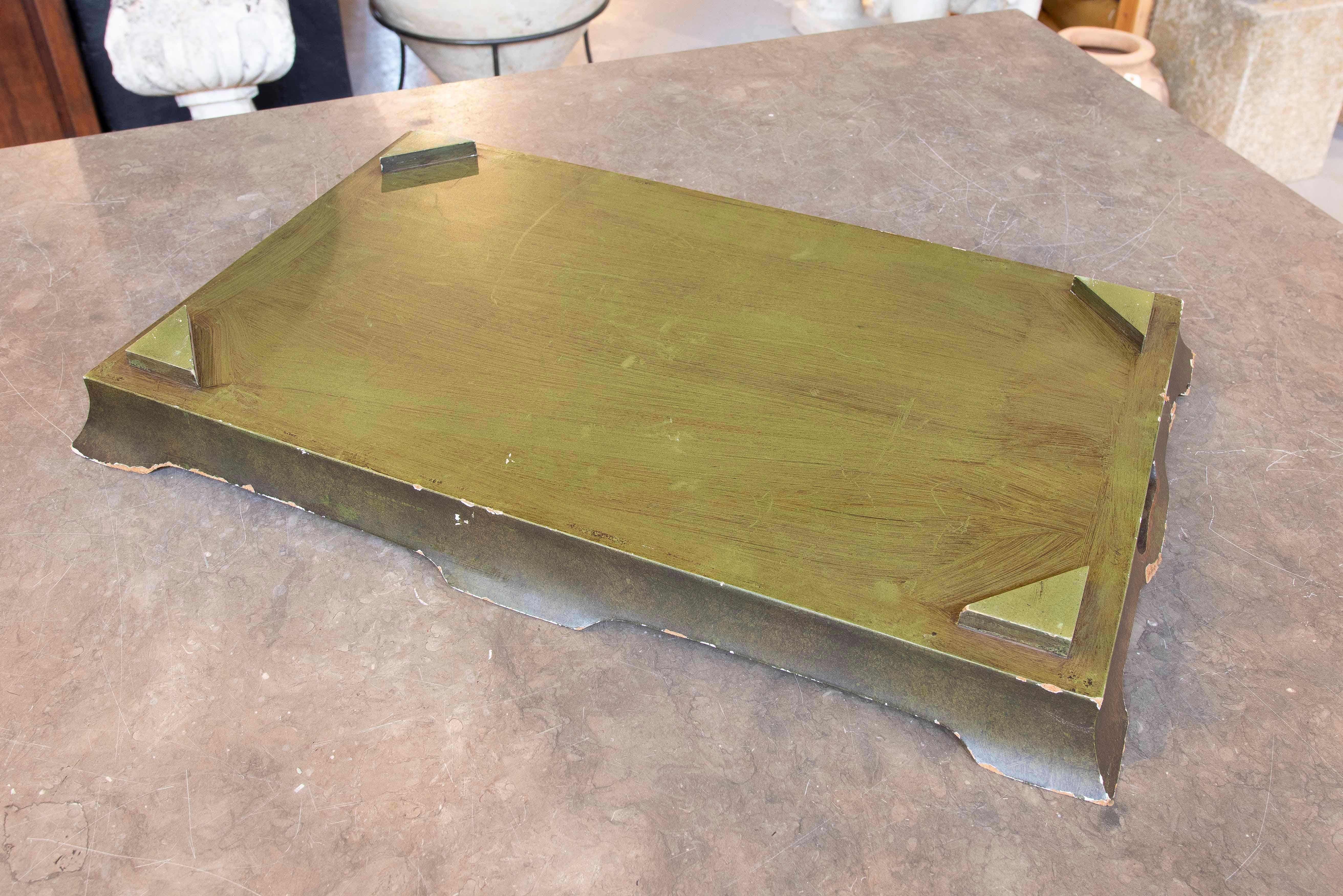 1980s Hand Painted Chinoiserie Style Wooden Tray 9