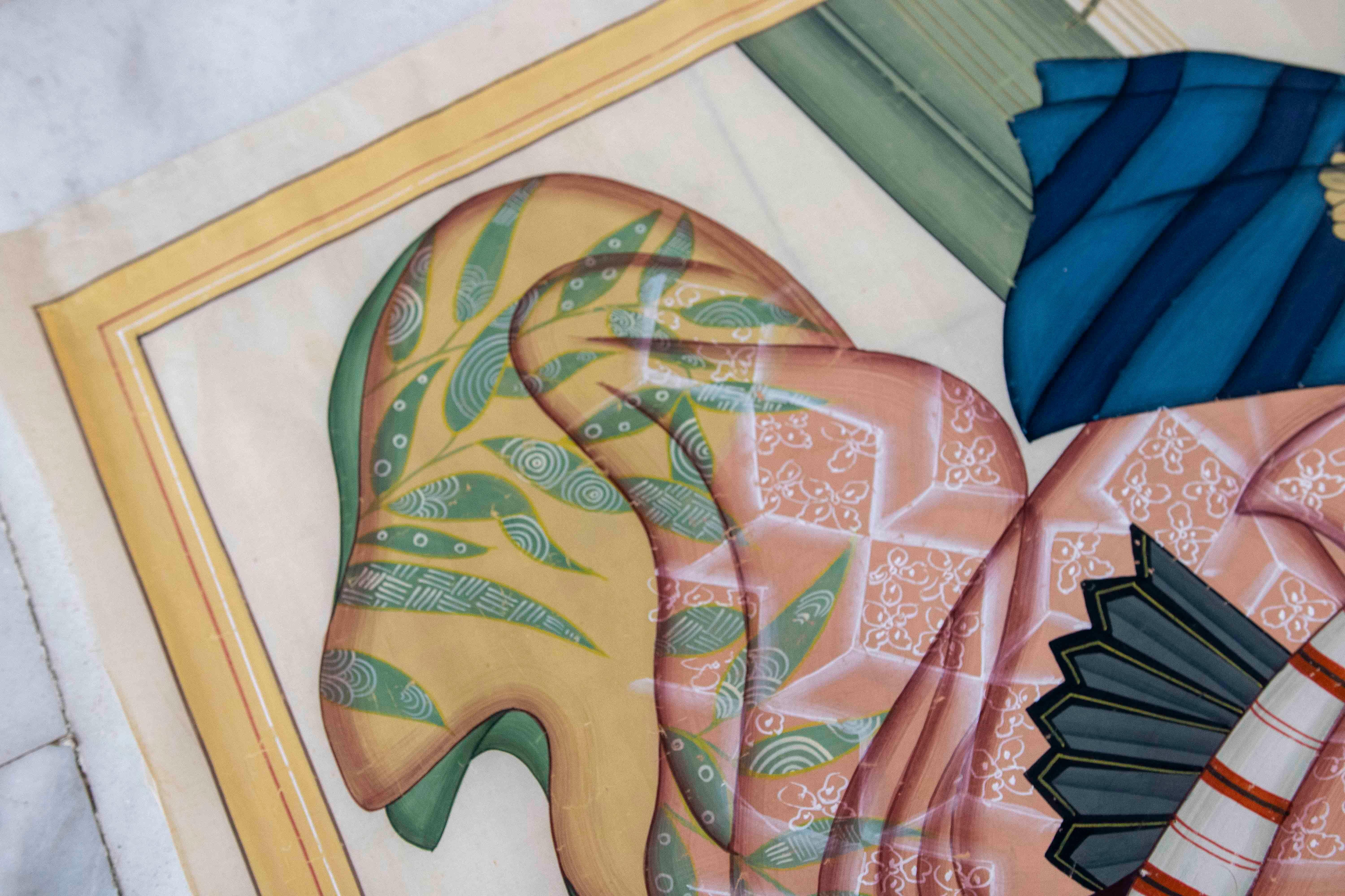 1980s Hand-painted Fabric Traditional Japanese Character For Sale 3