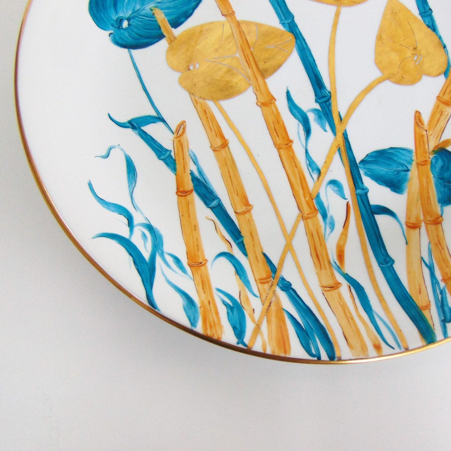 1980s Hand Painted Italian Plate, Porcelain and Pure Gold 3