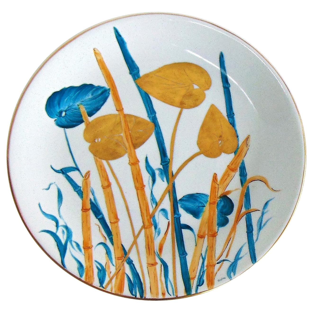 1980s Hand Painted Italian Plate, Porcelain and Pure Gold
