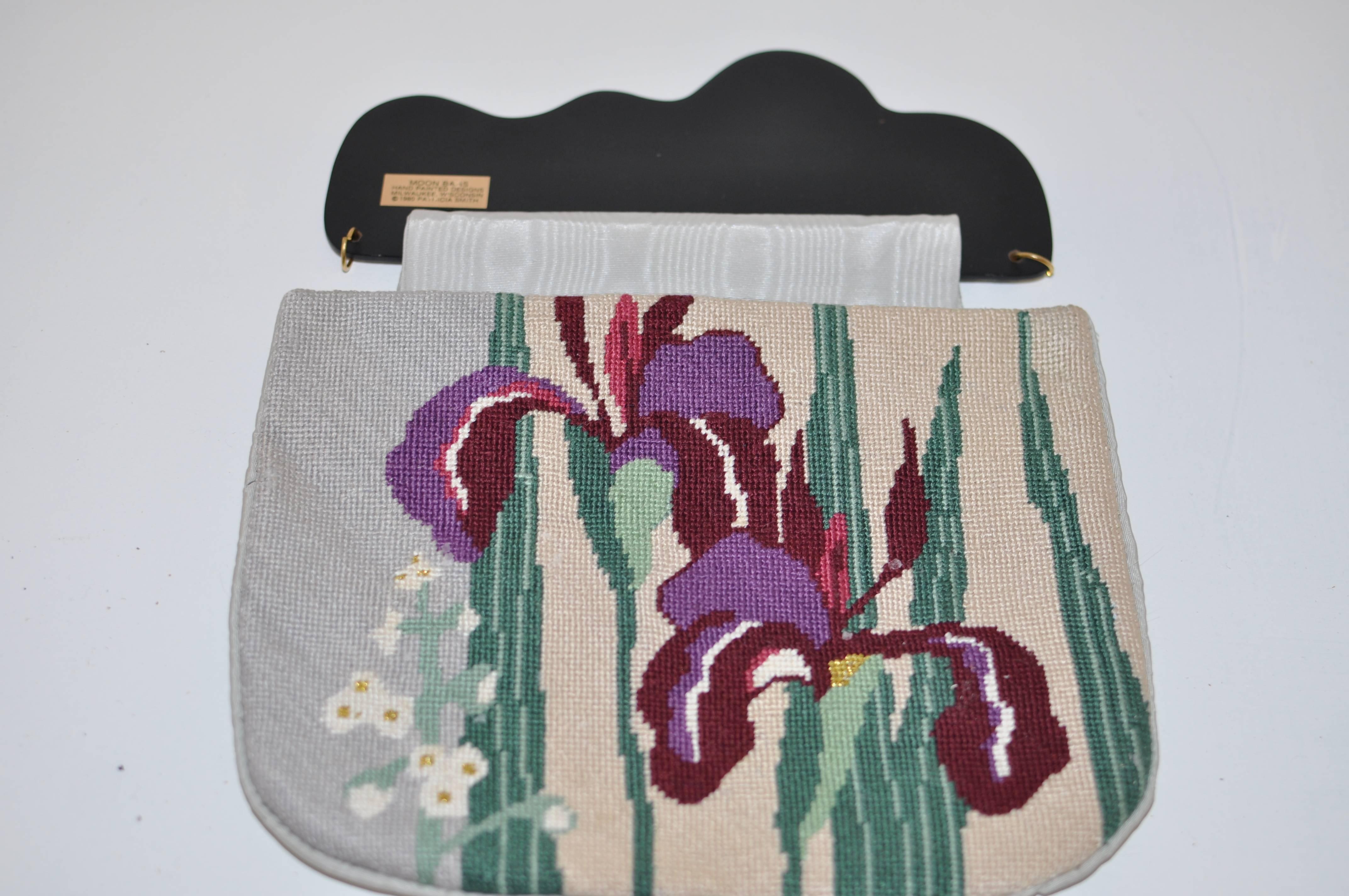 1980s Hand Painted Moon Bag by Patricia Smith. Clutch/Bag In Good Condition In Port Hope, ON