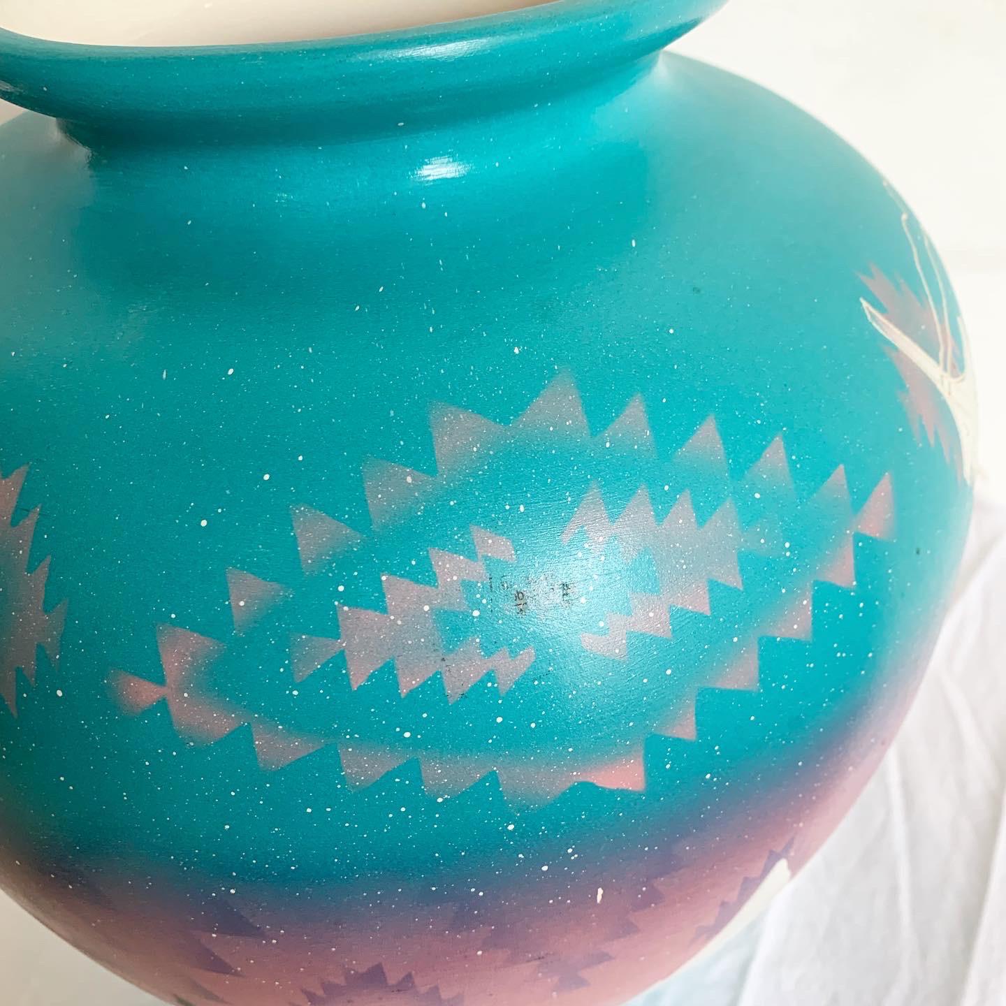 1980s Hand Painted Southwest Pottery Case For Sale 3